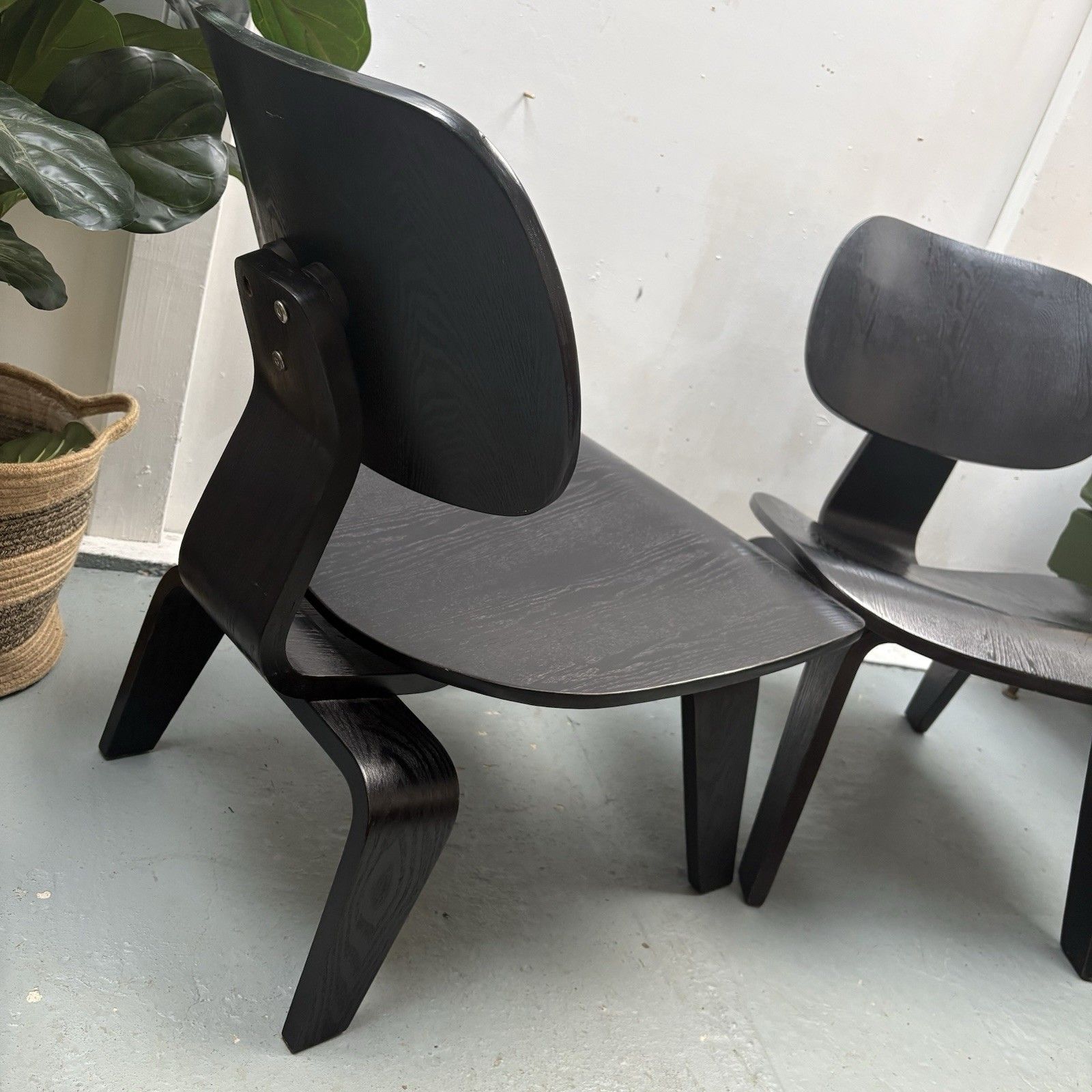 Pair Vintage Black Charles & Ray Eames Vitra Lounge Chair Herman Miller 1950s photo buy