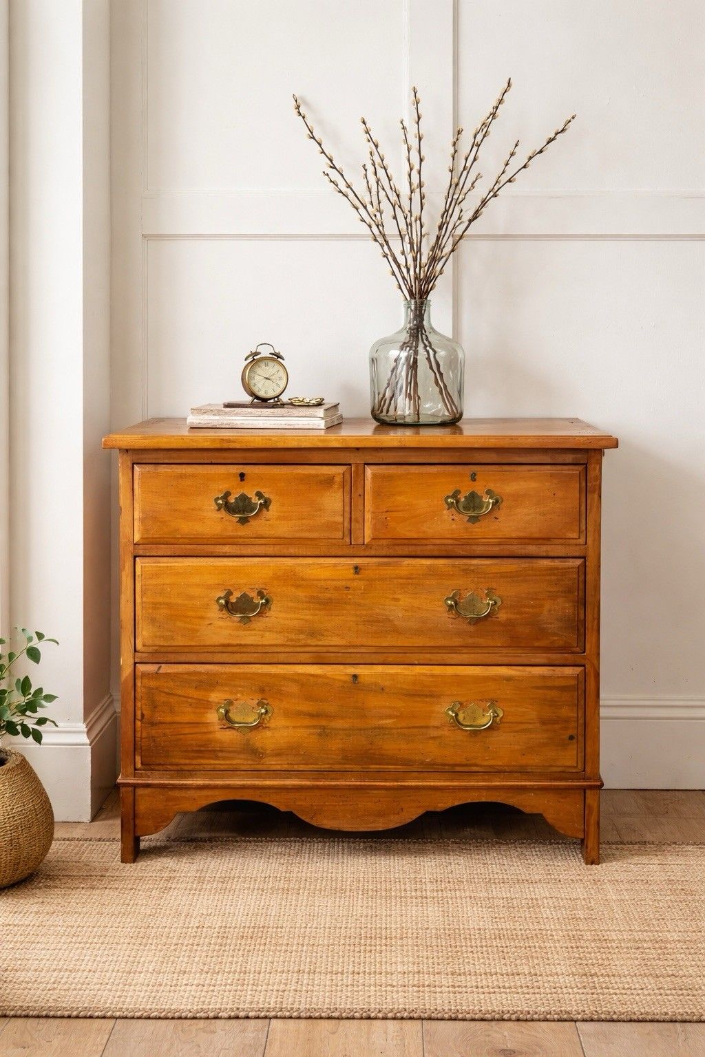 495.0 Edwardian Satin Walnut Chest Of Drawers – Bedroom Storage photo