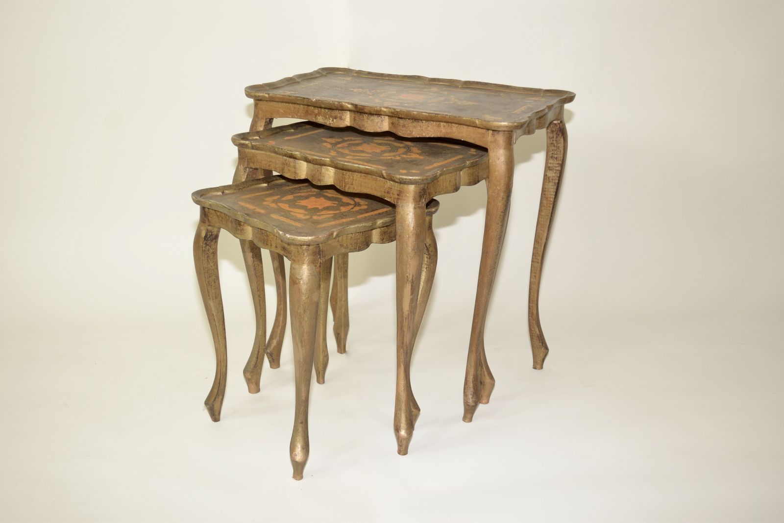 Original 1950's Italian Florentine Nest Of Tables
