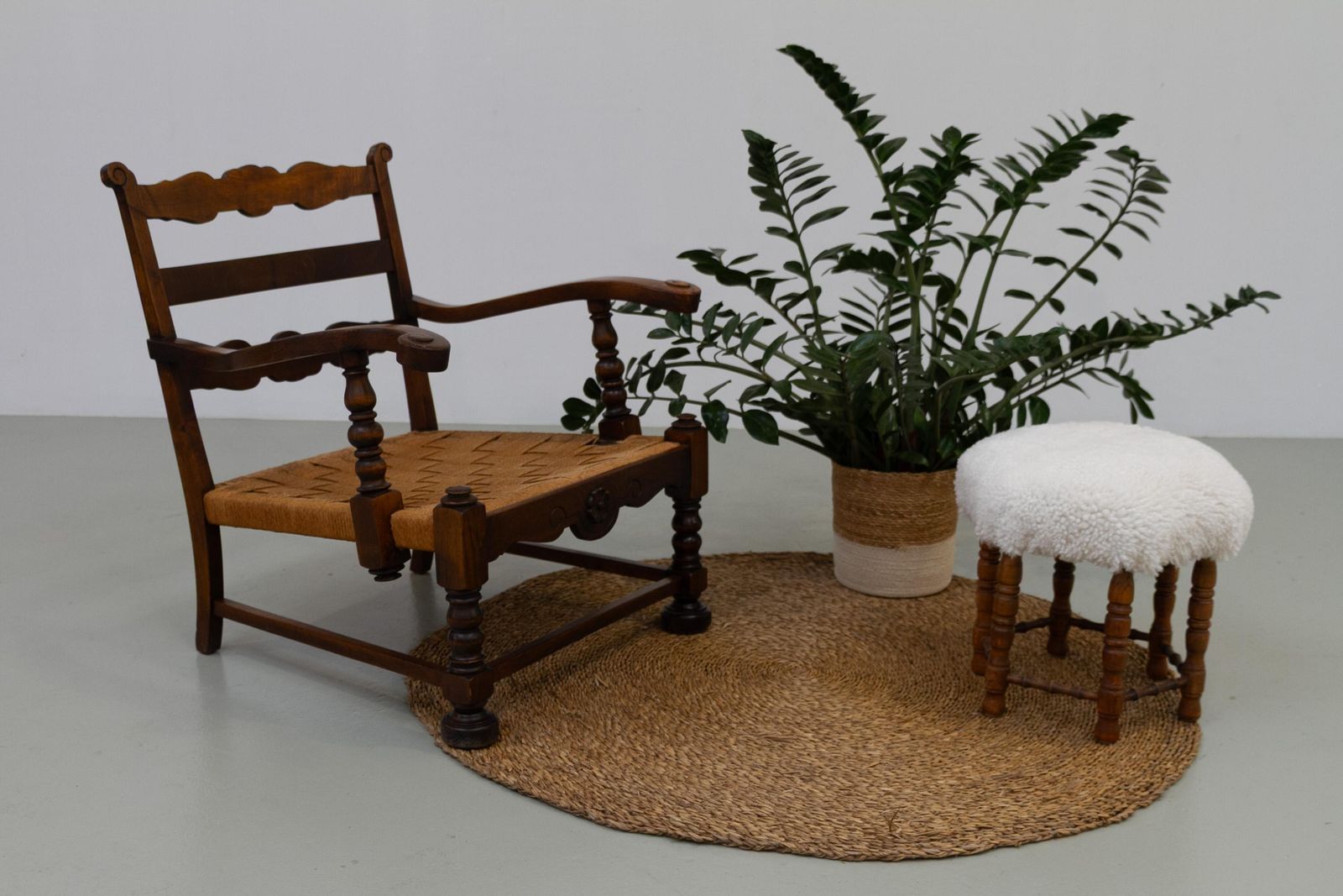 Danish Art Nouveau Lounge Chair In Oak And Papercord, 1930s. photo furniture