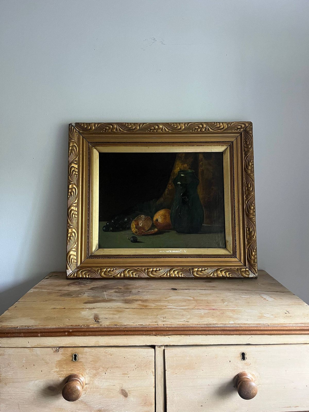 Vintage Framed Still Life Oil Painting photo furniture