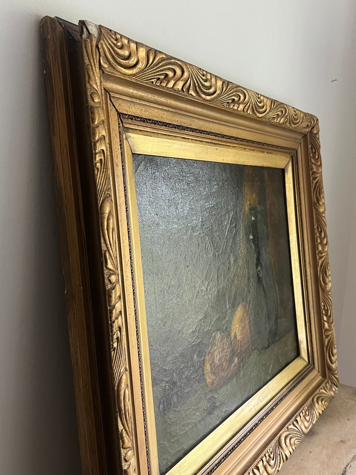 Vintage Framed Still Life Oil Painting photo vinterior