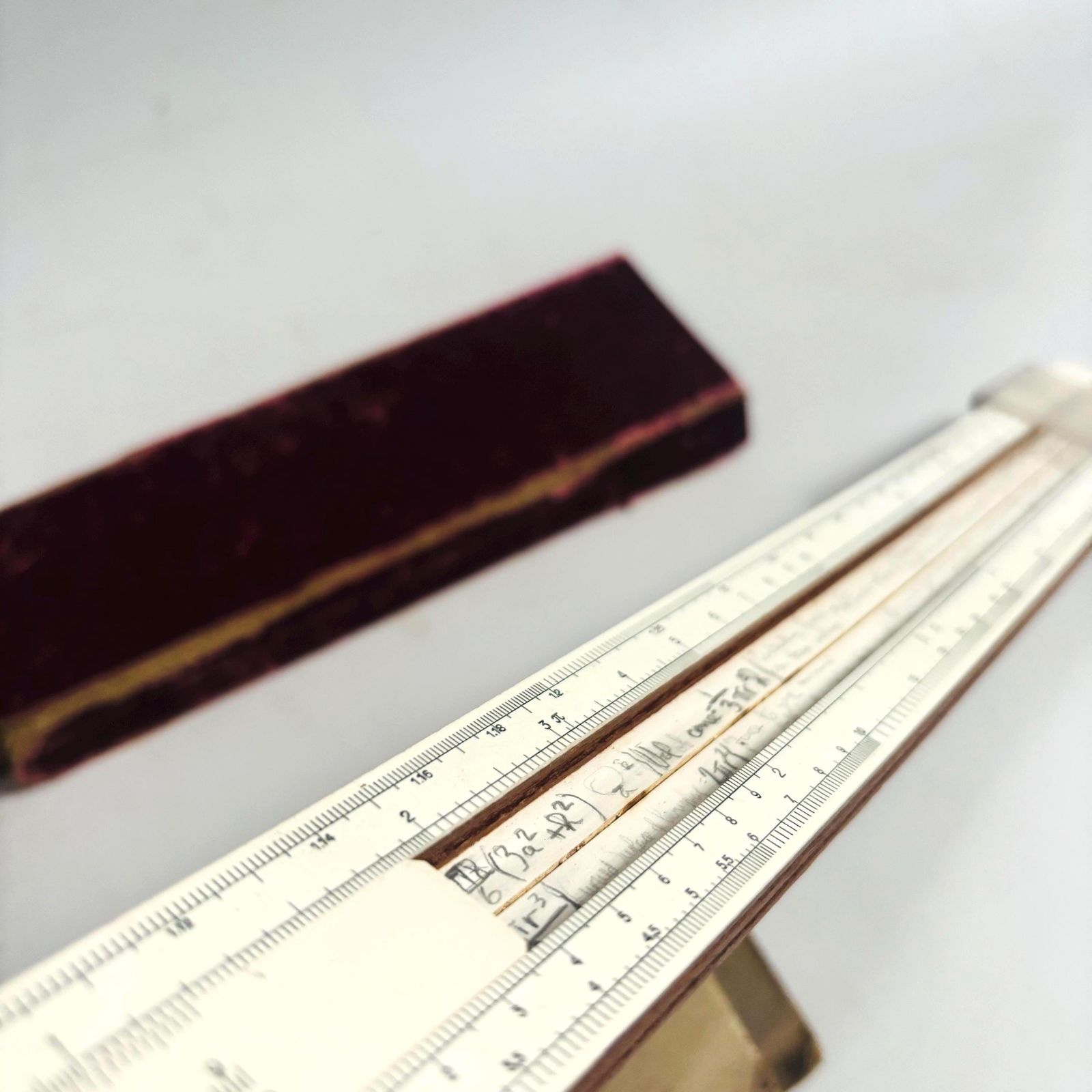 1940s British Simplon Bilateral Duplex Model Trigonometric Scales Sine, Log, And Tangent: Original Box photo for sale