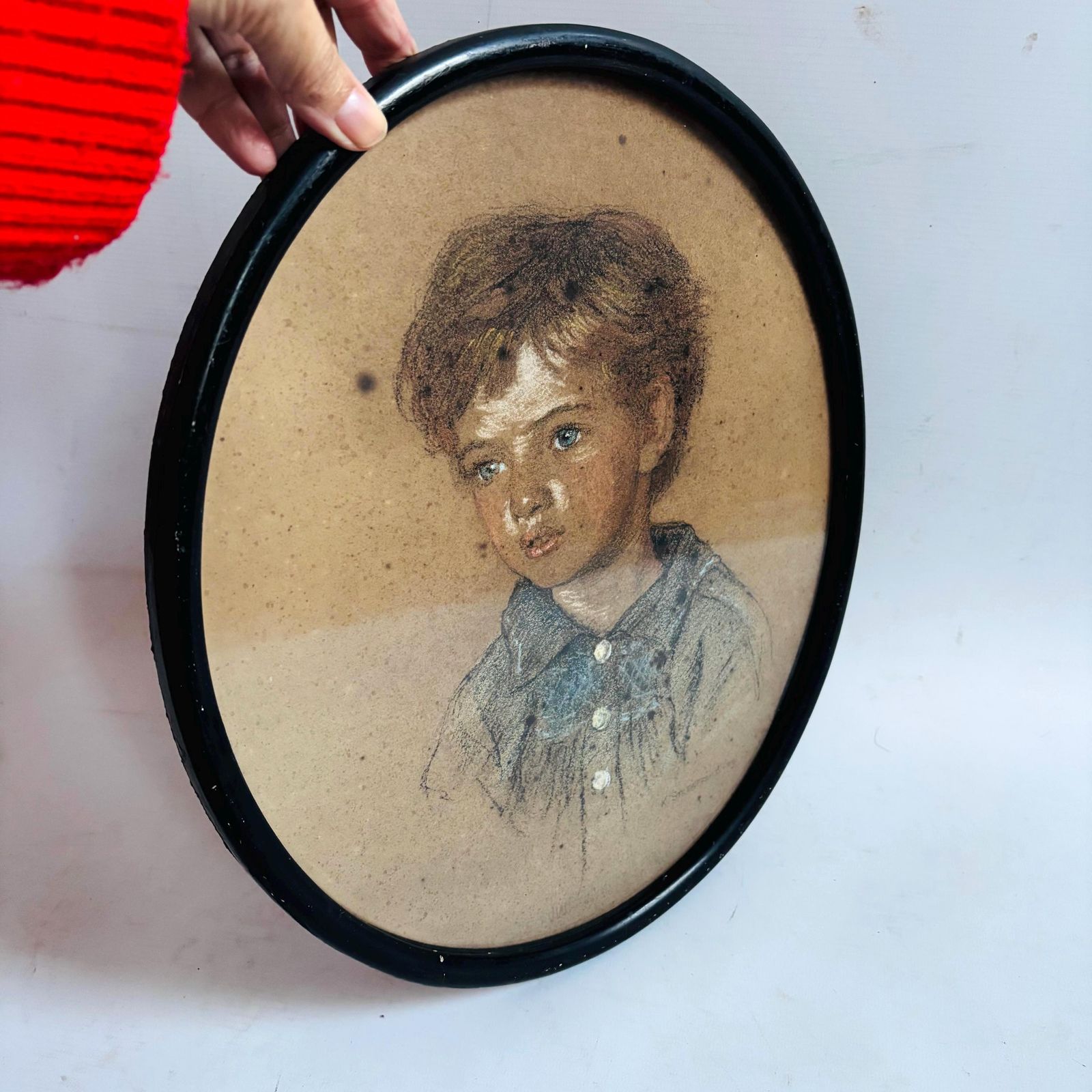 Antique Pastel Portrait Of A Child By Kathleen Streadfield | British Suffragette Artist | Royal Academy Trained |1909 photo Art