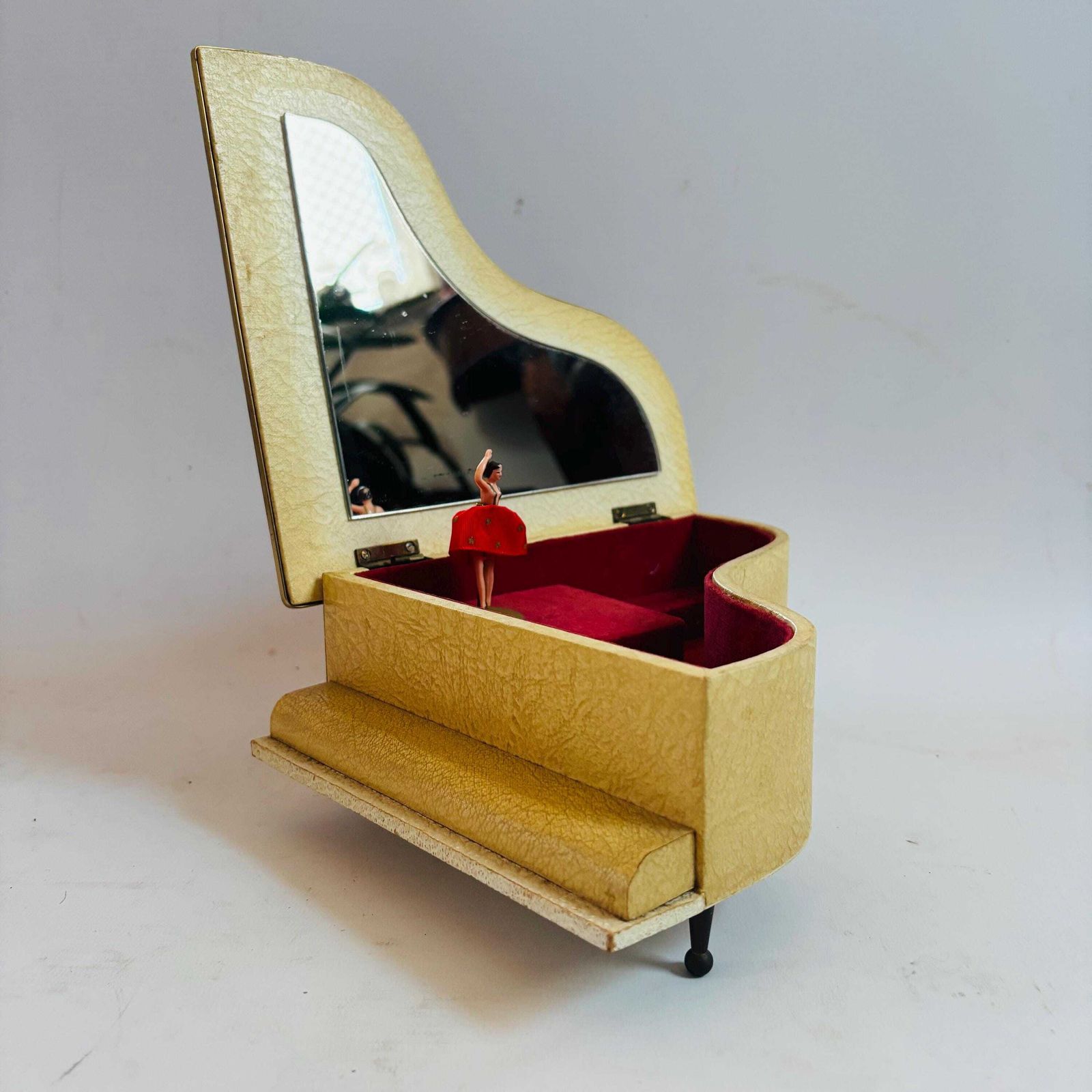 photo for sale Beautiful Piano Design Swiss Early Reuge 1940s Musical Jewellery Box Ballerina :Slow Music