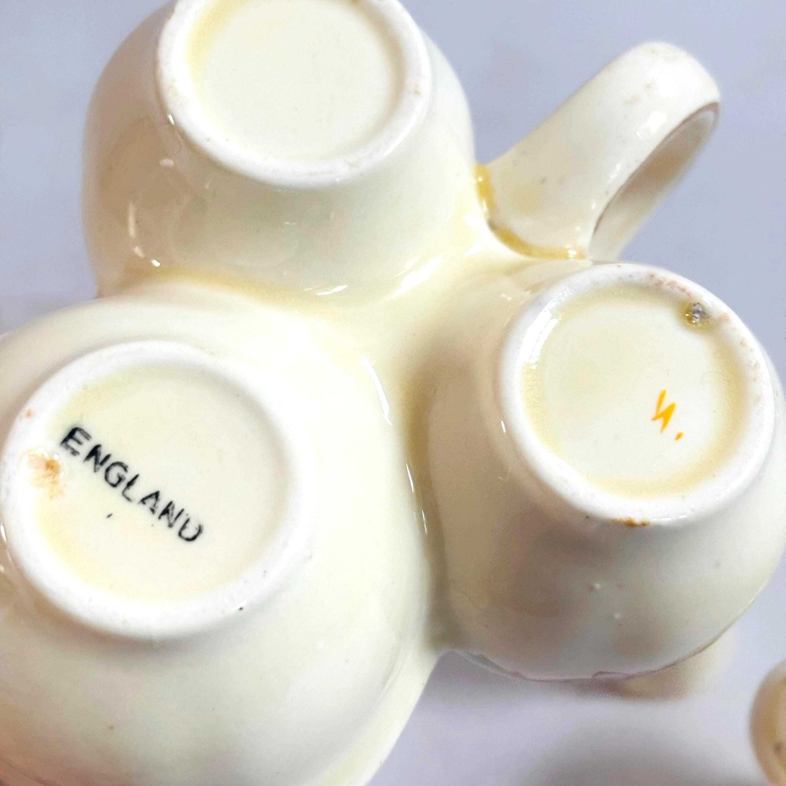 Collectable 1930s Staffordshire Ceramic Cruet Set Crown Ducal Missing Lid Harvest Autumn photo for sale