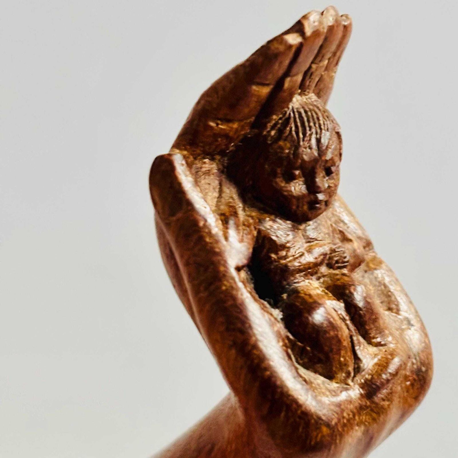 photo furniture Vintage Hand Carved Balinese/Indonesian Deity In Hand Sculpture | Folk Art Home Decor, Unique Baby Gift