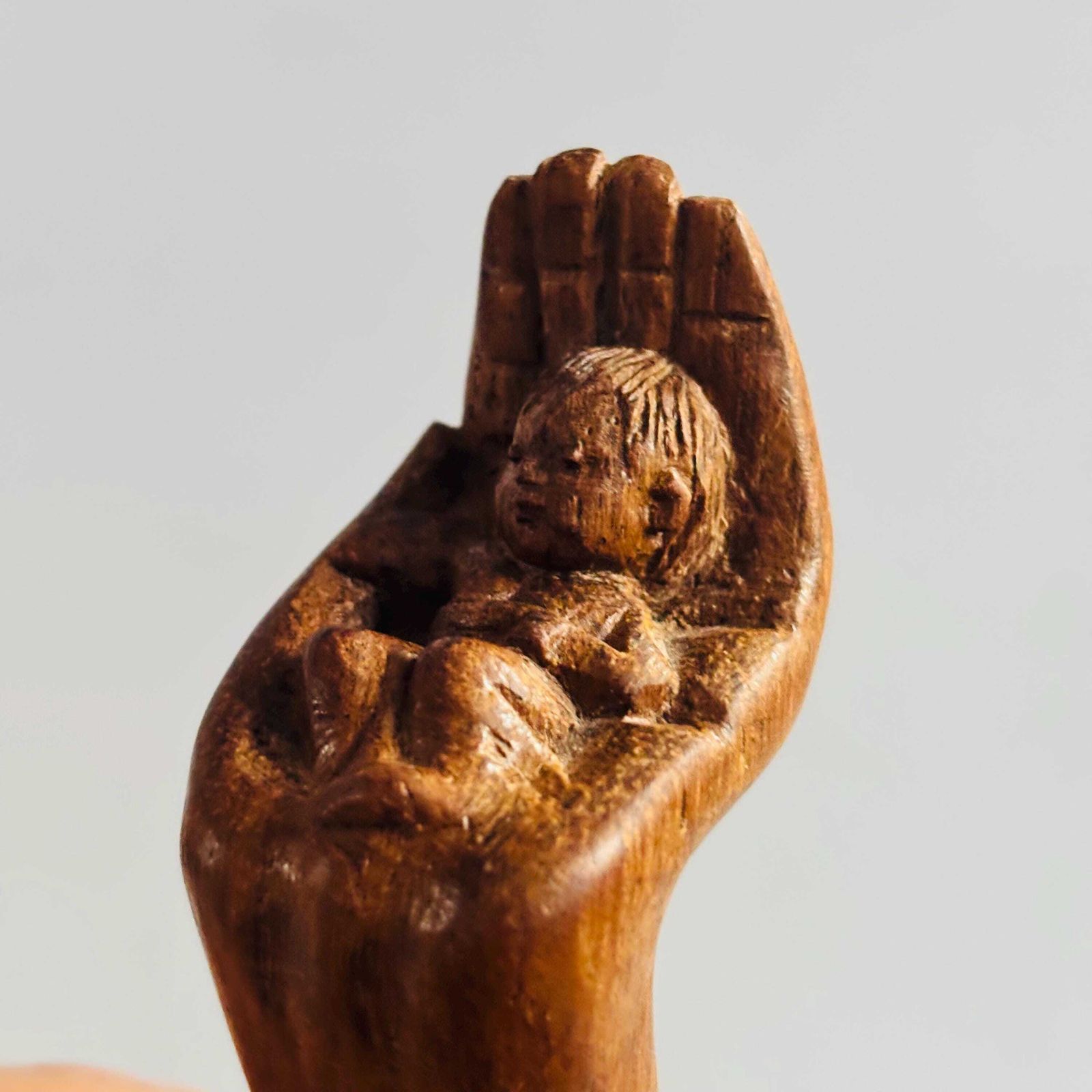 photo for sale Vintage Hand Carved Balinese/Indonesian Deity In Hand Sculpture | Folk Art Home Decor, Unique Baby Gift