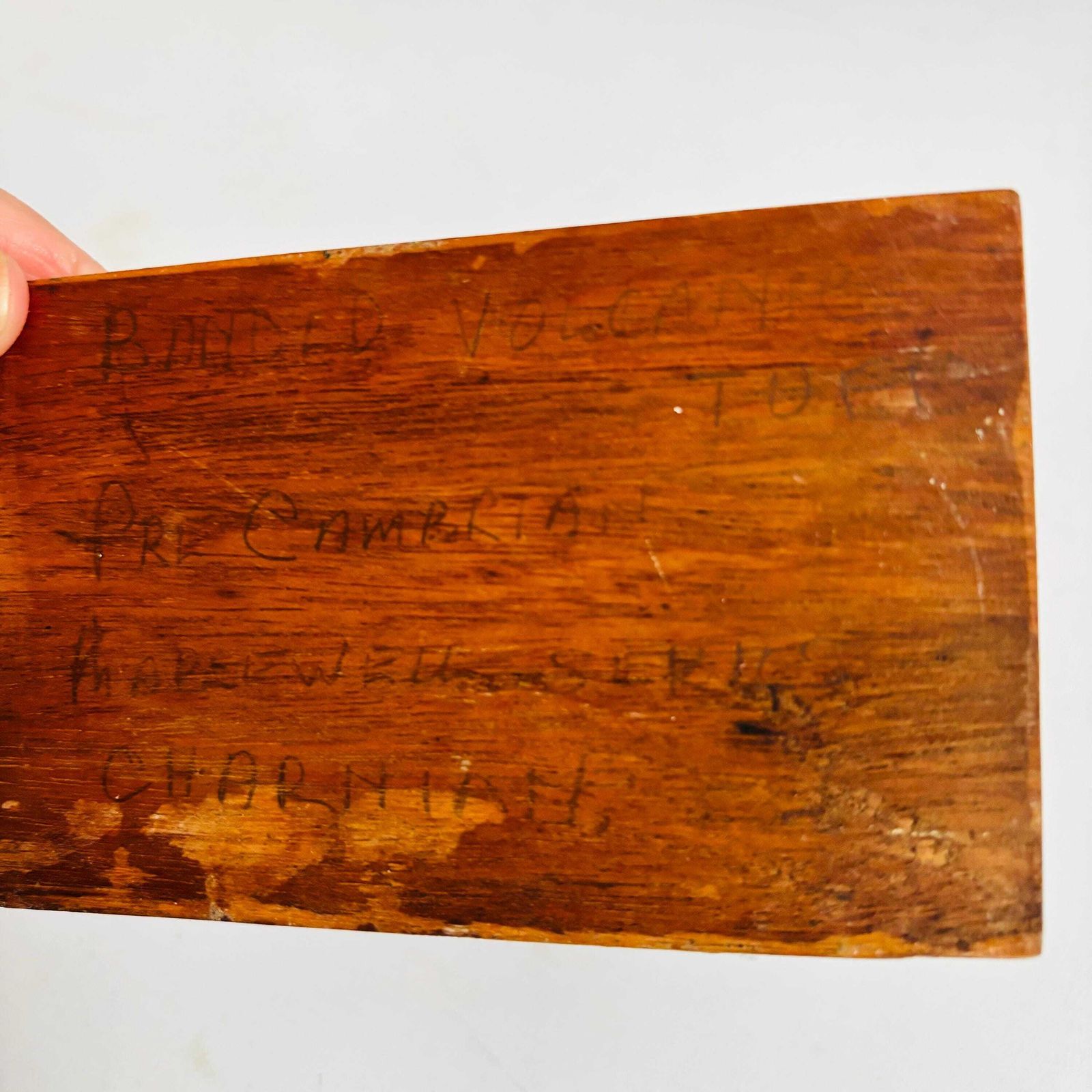 Antique Pre Cambrian Volcanic Rock Specimen: Charnian Group On Wooden Base C1950s photo vintage