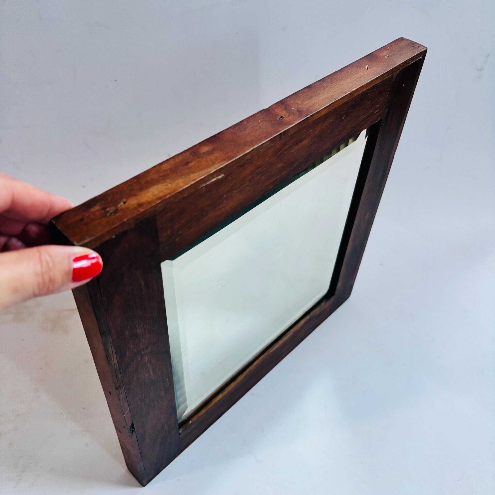 Exquisite 1900s Antique Victorian Mahogany Hall Bevelled Mirror photo vintage