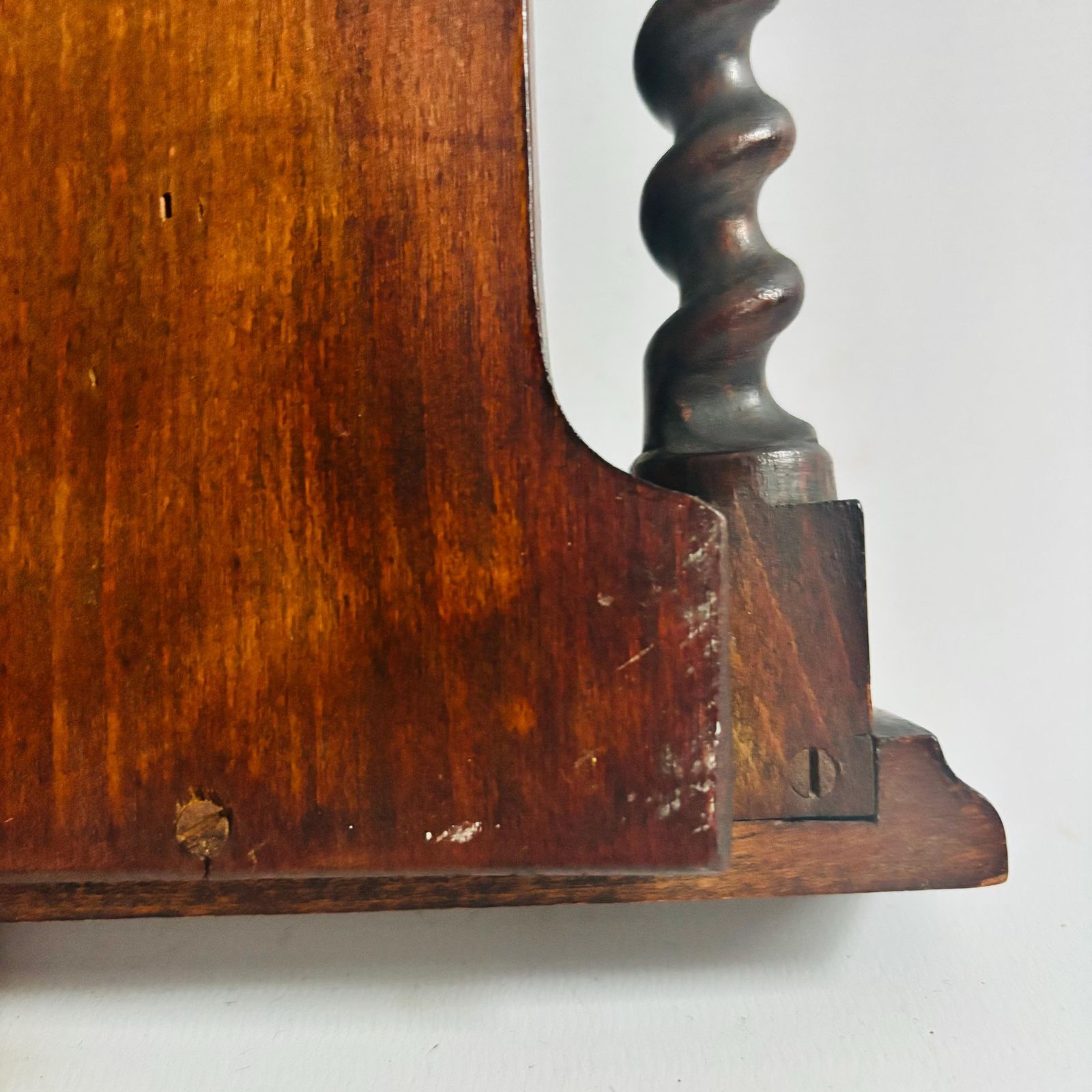 photo buy Antique Edwardian Twisted Mahogany Entrance Hall Mirror: Beveled Round Mirror & Key Hooks