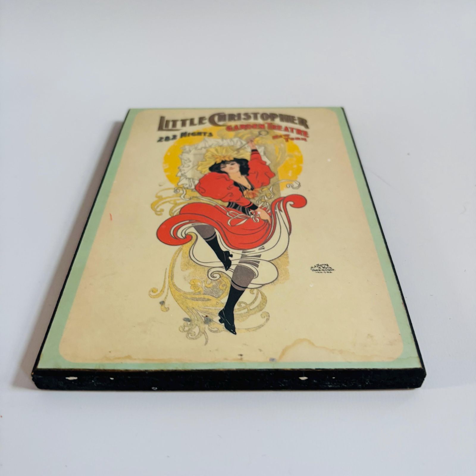 Art Nouveau Lithograph: Little Christopher Garden Theatre Mounted Print photo vintage