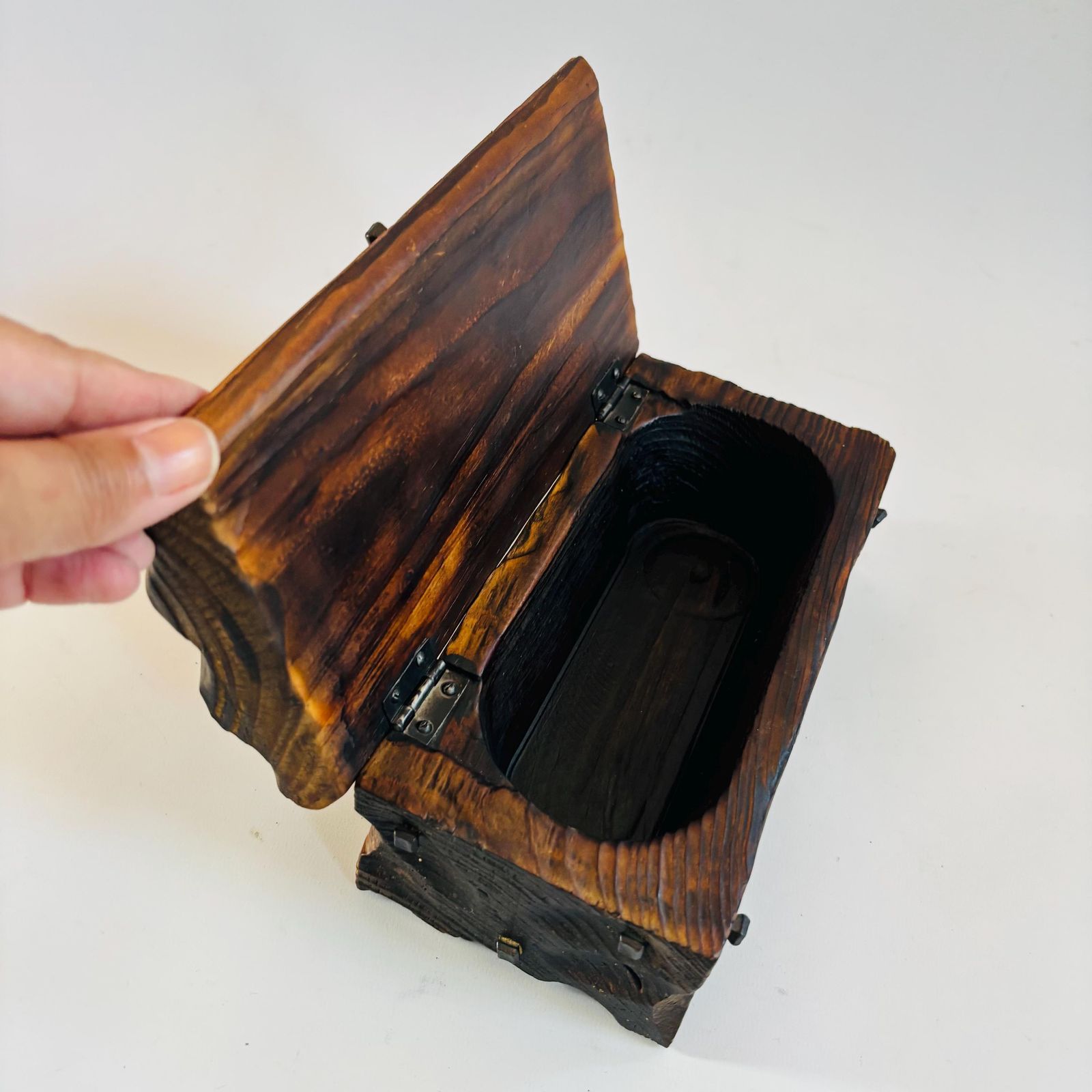 Spanish Mid Century Hardwood Keepsake Box: Naive Art Treasure Box photo vinterior