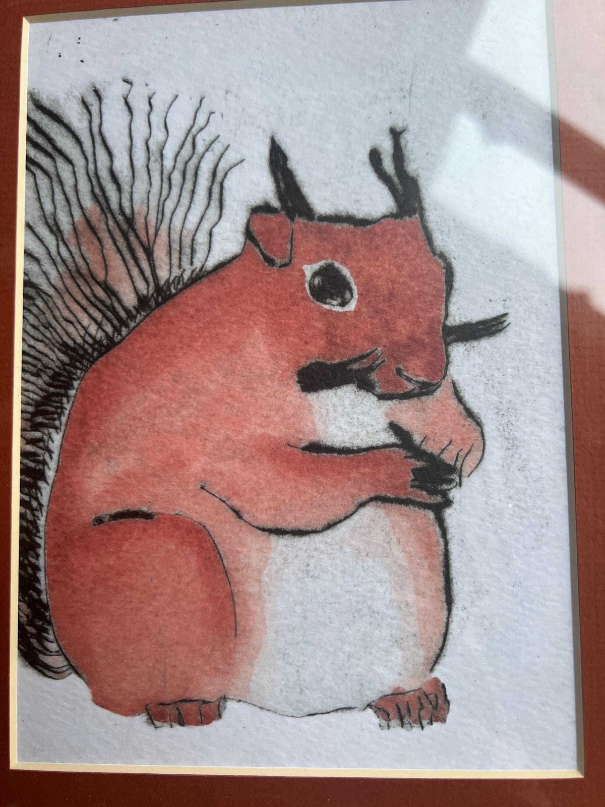 Framed Red Squirrel Original Art. Richard Spare Style Watercolour. Gallery Wall Art. photo furniture