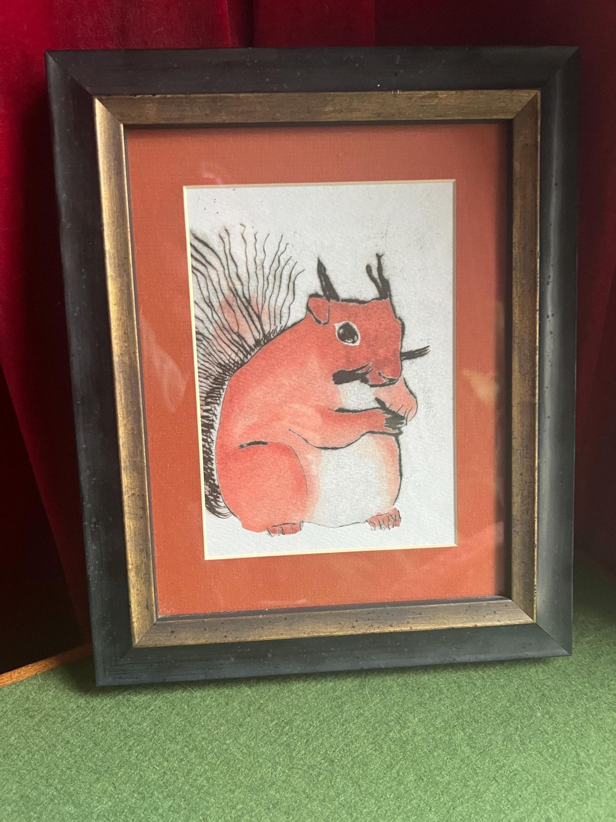 Framed Red Squirrel Original Art. Richard Spare Style Watercolour. Gallery Wall Art. photo 79.0