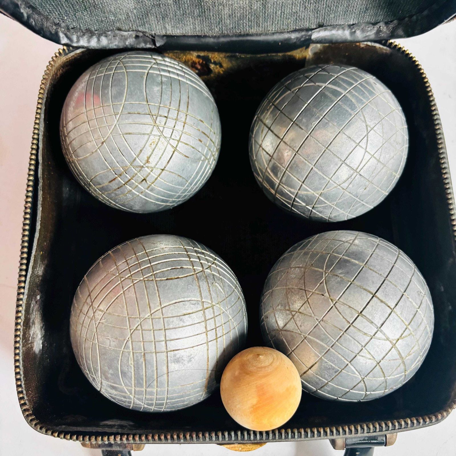 115.0 Vintage Pétanque Game Set: Steel Boules With Case & French Instructions photo