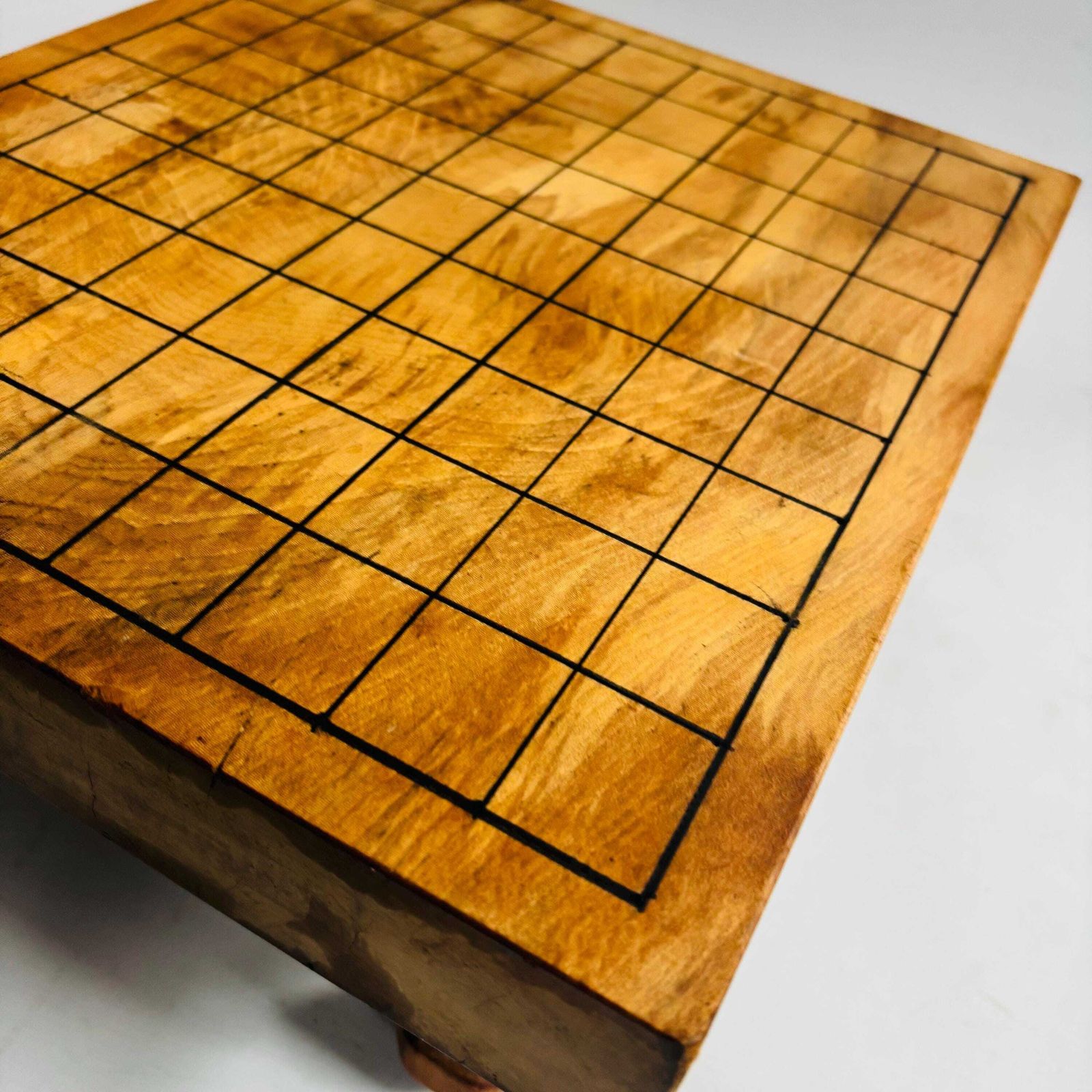 Mid Century Wood Shogi Go Table: 100 Year Old Wood Japanese Board photo vintage