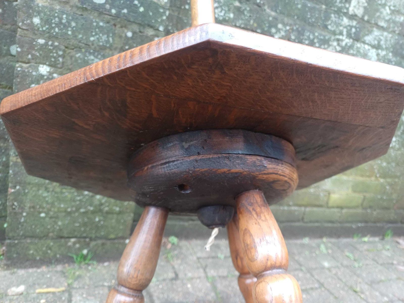 Antique Oak Lamp Table Arts And Crafts Floor Lamp Stand Early 20th Century Solid Oak Octagonal Top Turned Legs Side Table photo furniture