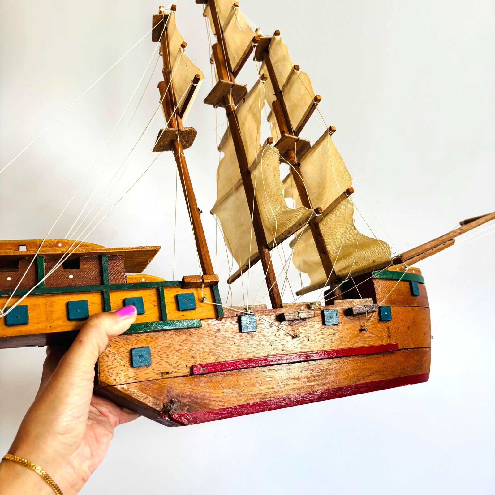 photo for sale Antique Colombian Galleon Ship: Folk Art Maritime Decor