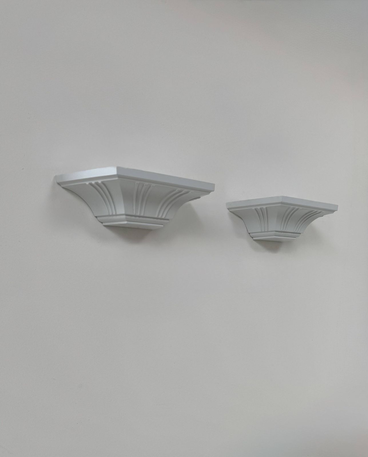 Pair Of Vintage Wall Lights, Moulded Pressed White Matte Abs, France, 1980. photo buy