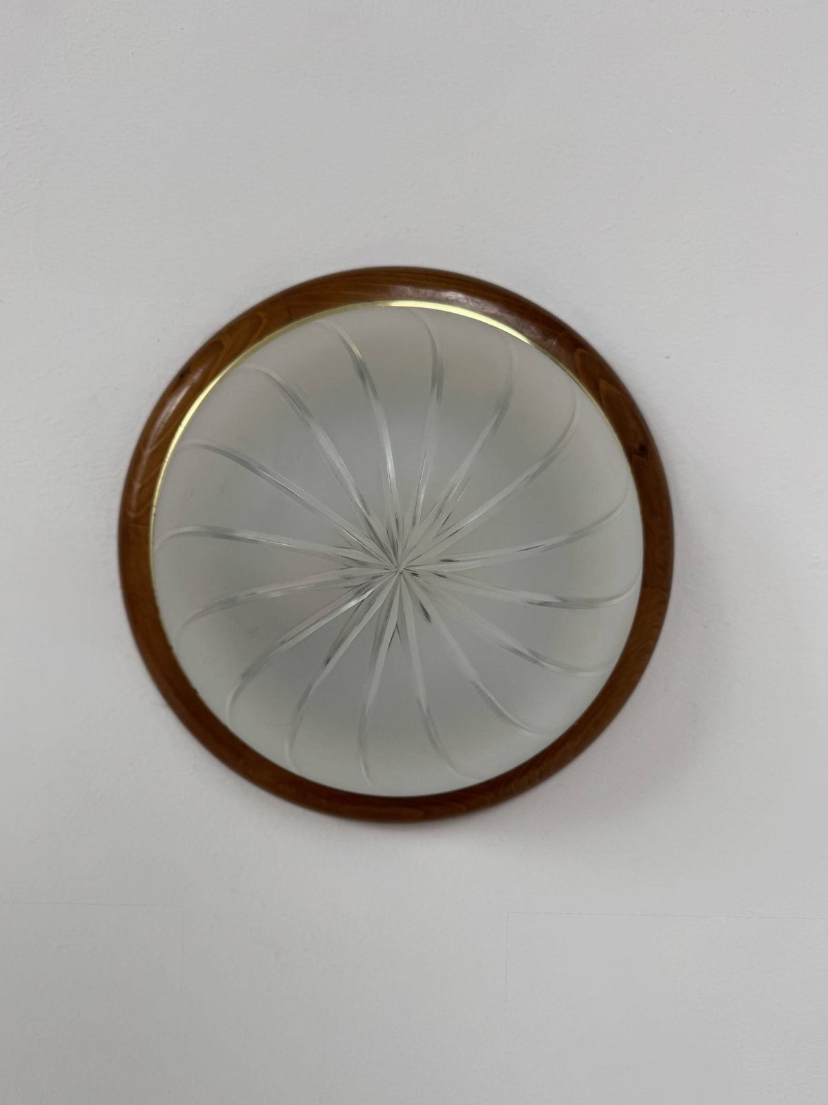 Pair Of Vintage Wall Lights, Wood, Brass And Frosted Glass, France, 1970. photo buy