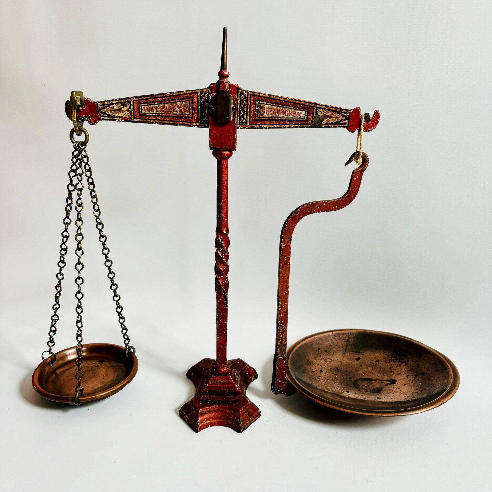 Antique Rare Set Of Weighing Scales Iron Copper And Brass Made By W&T Avery Brass Balance Scale Vintage 1930s Birmingham England Beam Scale