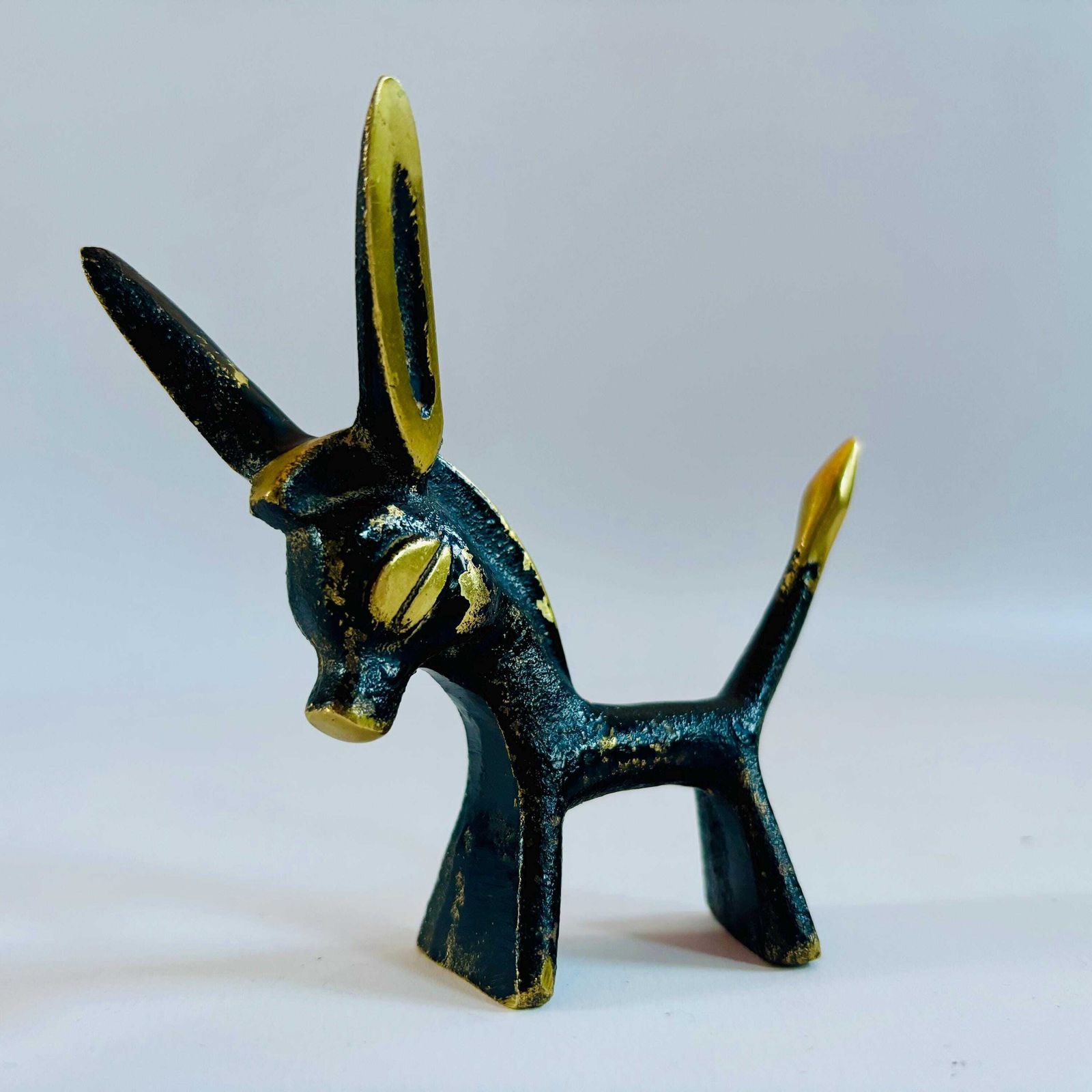 Walter Bosse Brass Donkey Figurine: Mid Century Modernist Design photo vintage
