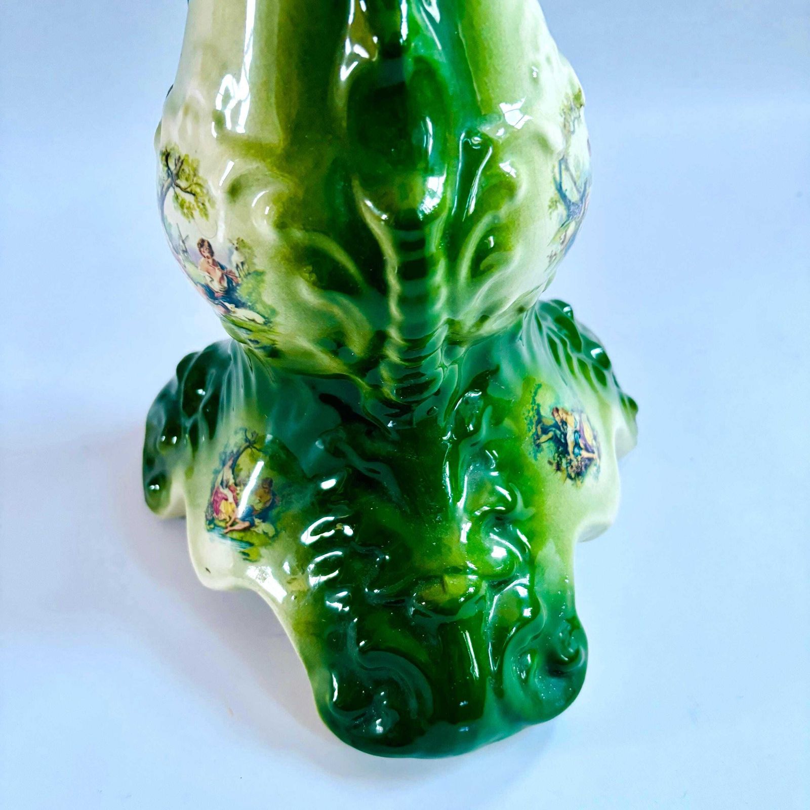 photo furniture Klm Royal Staffordshire Jardinière: 1950s Mid Century Green Pottery Plant Stand