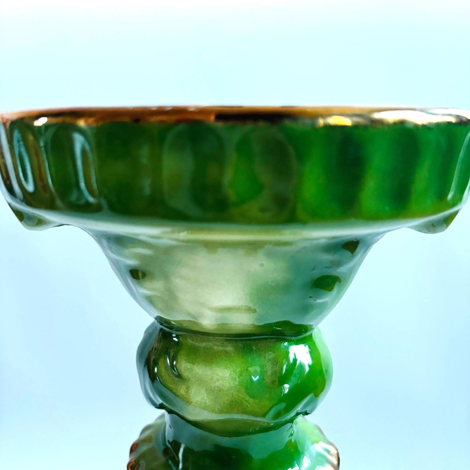 photo for sale Klm Royal Staffordshire Jardinière: 1950s Mid Century Green Pottery Plant Stand