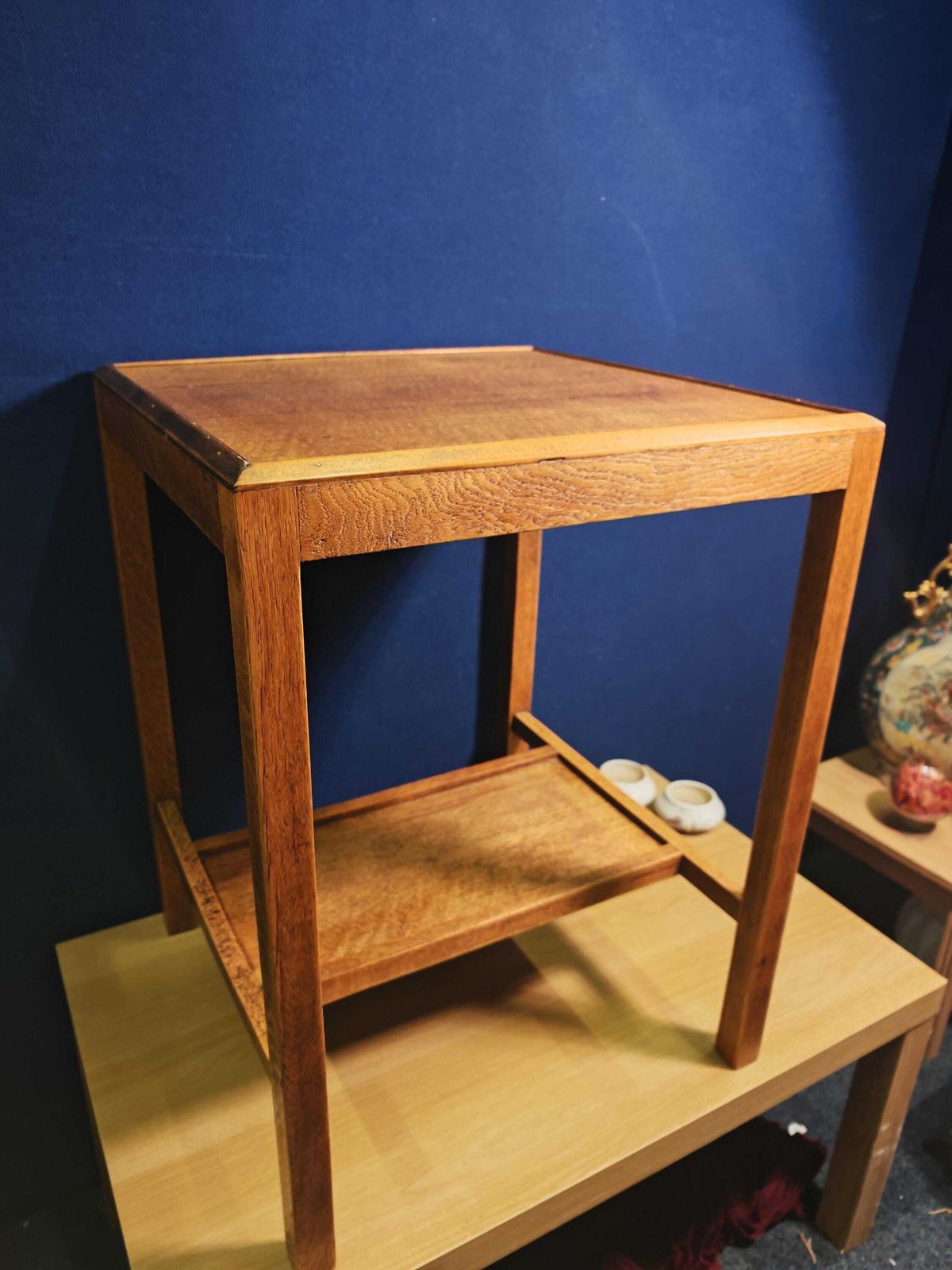 photo furniture Vintage Square Mid Brown Table   1940s Wartime Government Utility Furniture Scheme   51cm Depth And Width   61cm Tall