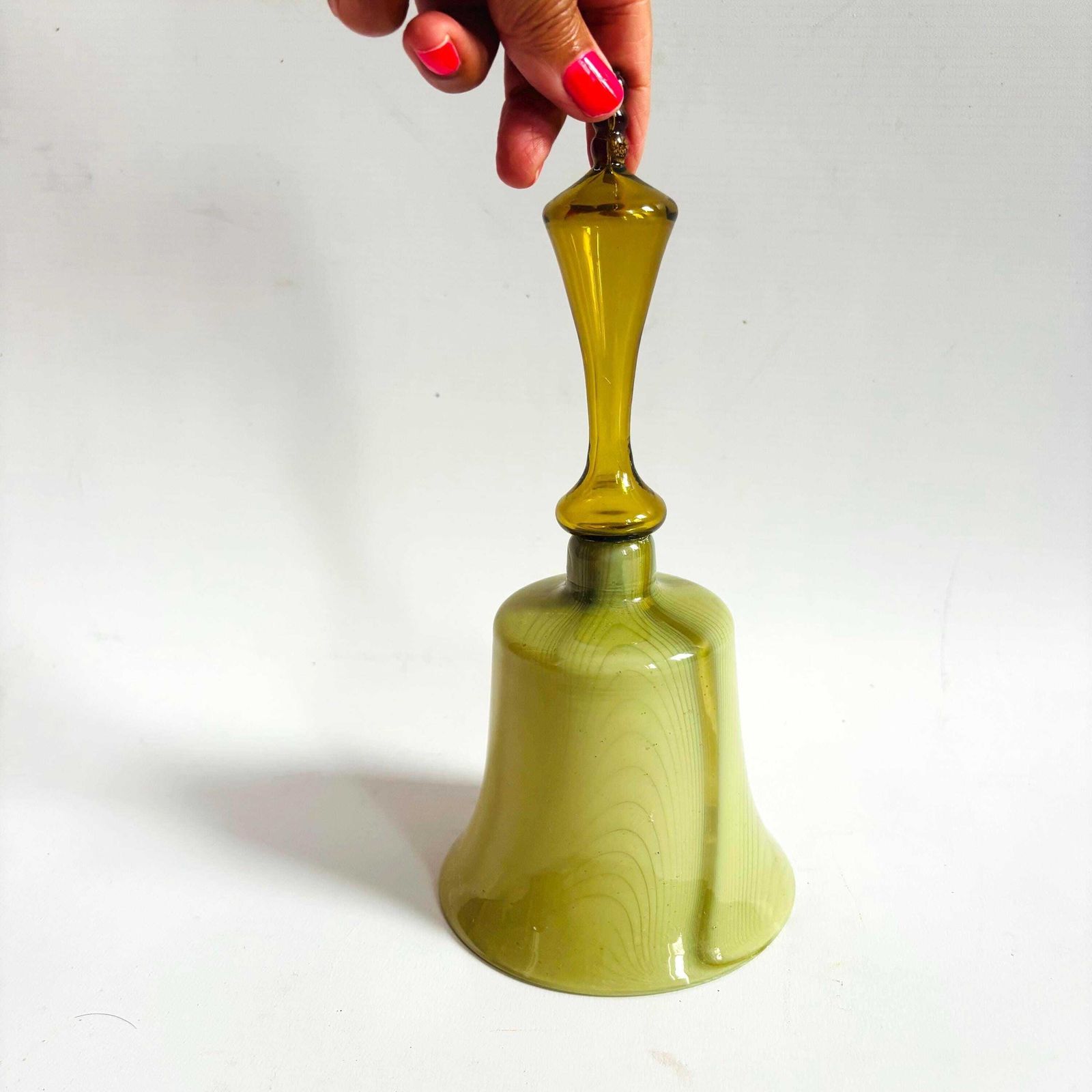 Rare 1860s Victorian Opaline Glass Wedding Bell With Clapper  Chip In Glass photo Home Decor
