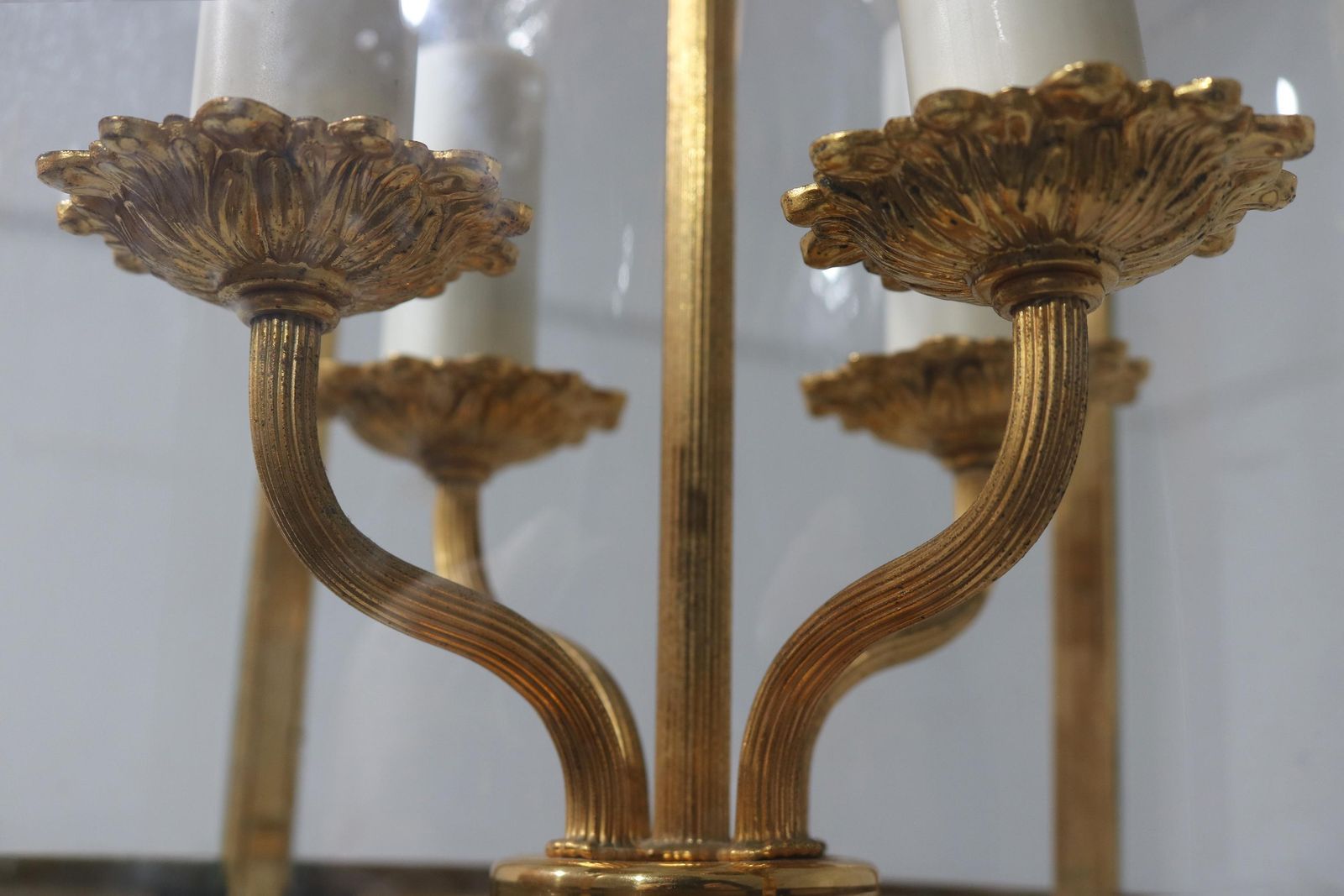 Signed Sciolari Gilt Brass Lantern: Italian Empire Style Pendant Lamp, 1960s photo 1082.0