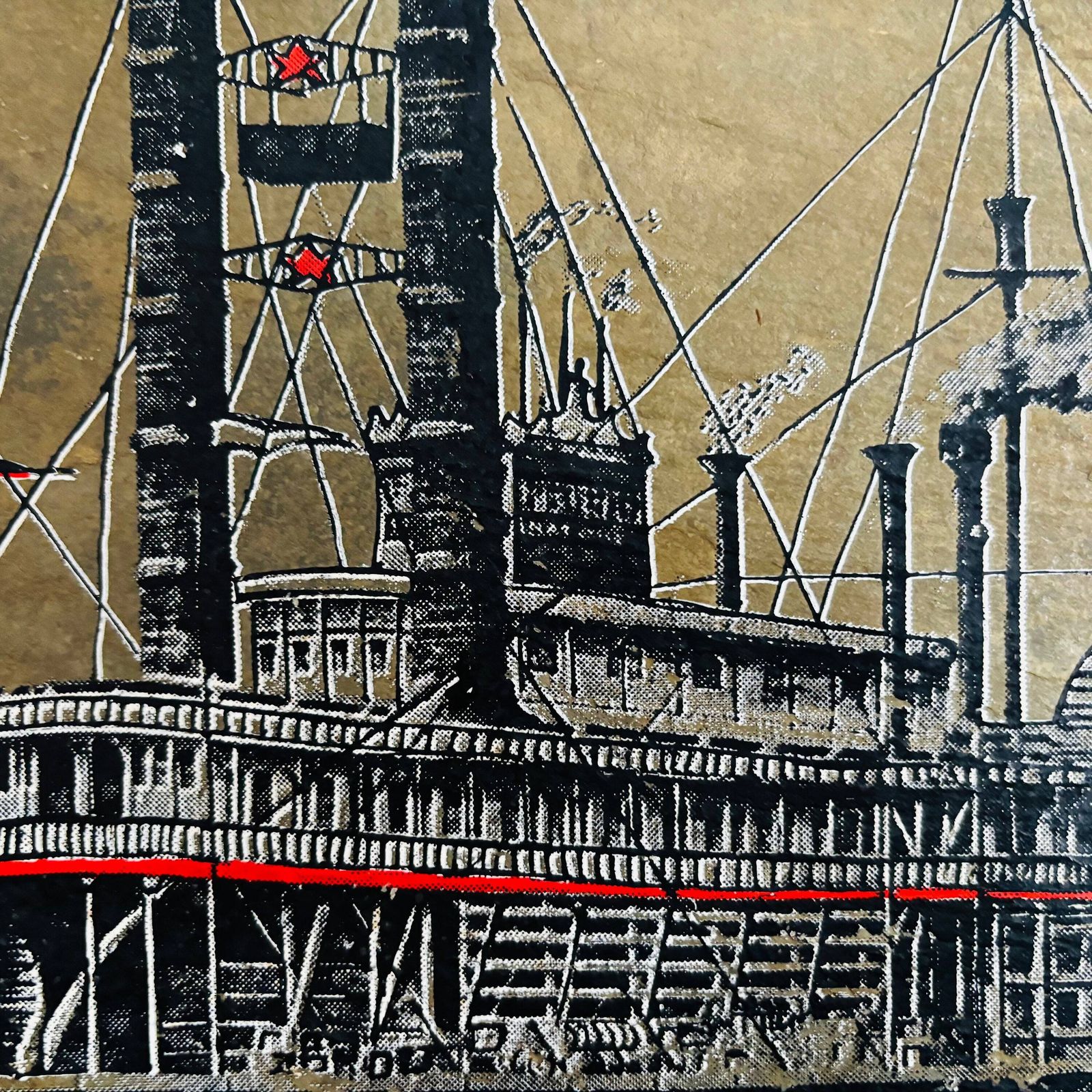 Antique Steamboat Natchez Slate Art: Hand Painted New Orleans Scene photo buy