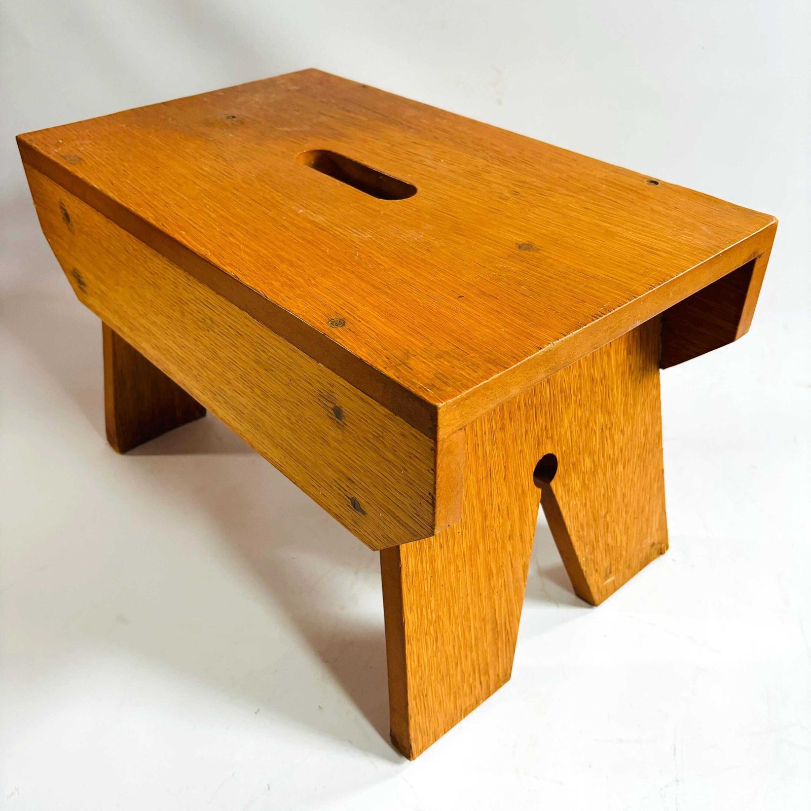 Mid Century Oak Step Stool: Scandinavian Folk Style Market Frano Wv Scuff On Feet