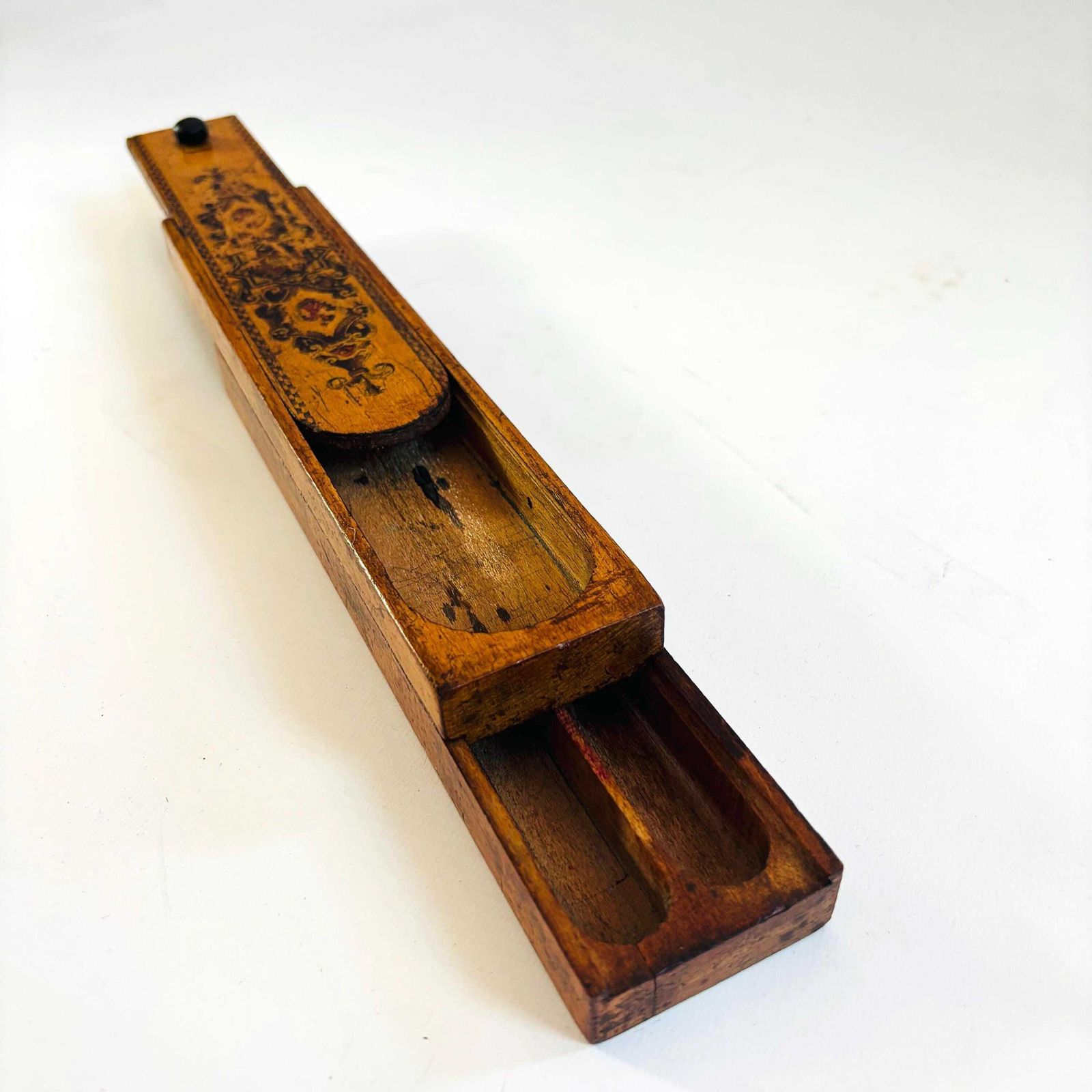 Antique Tunbridge Victorian Beech Wood Pencils Artists Box With Secret Sliding Compartments 1900s photo buy