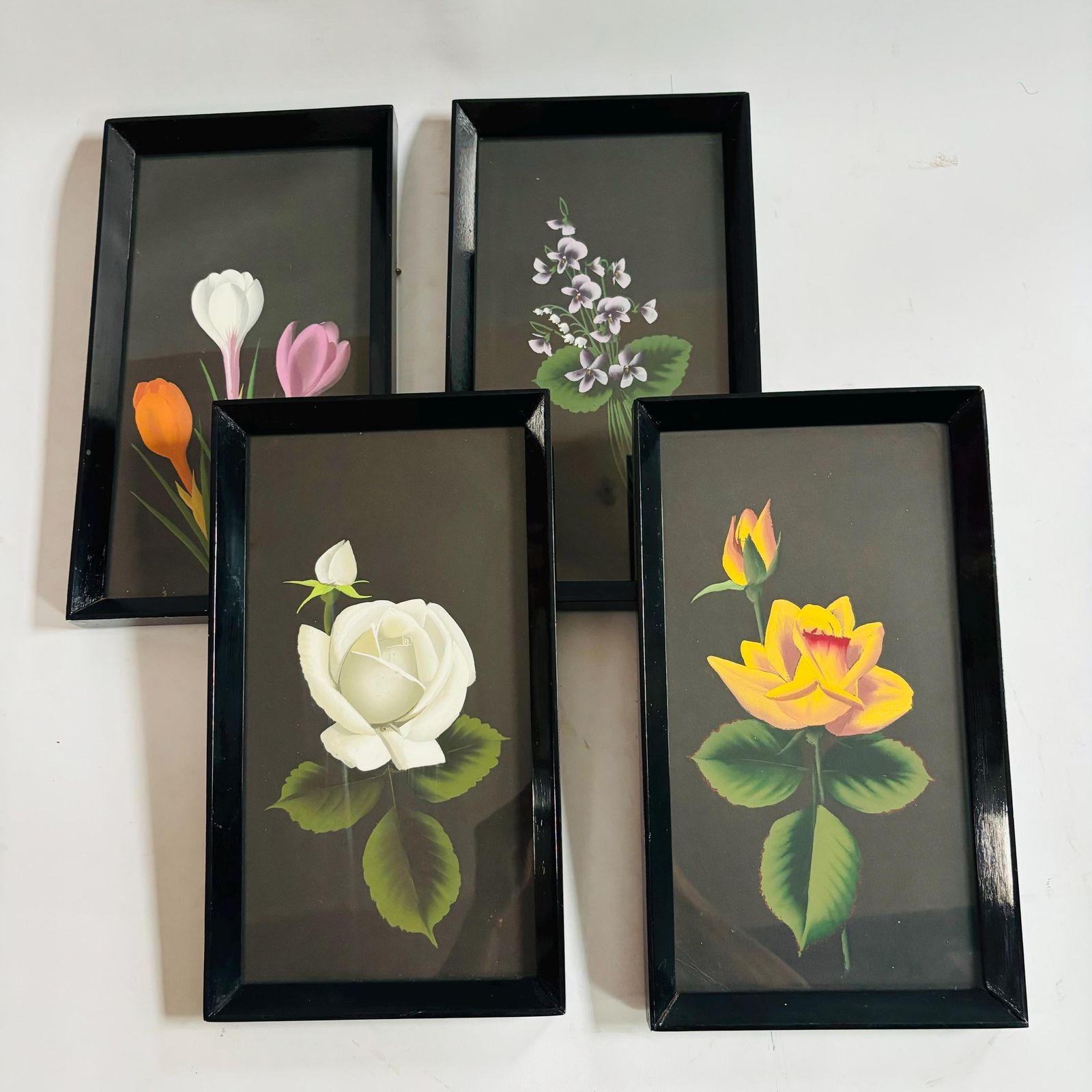 Antique Floral Prints: Set Of 4, Italian Mid Century Botanical Art