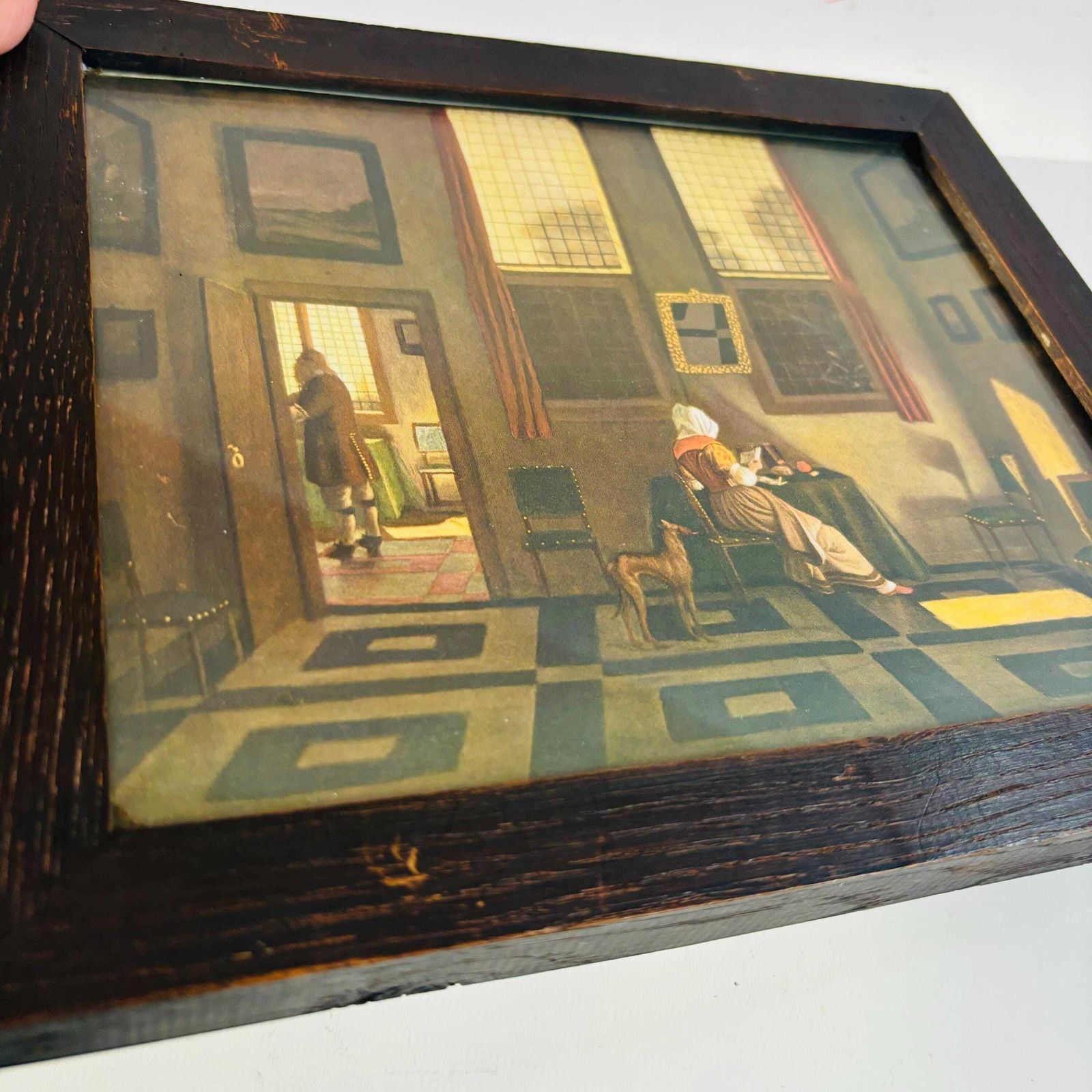 Pieter Elinga "Woman Reading" Antique Print   Gladwell & Co London Framed photo furniture