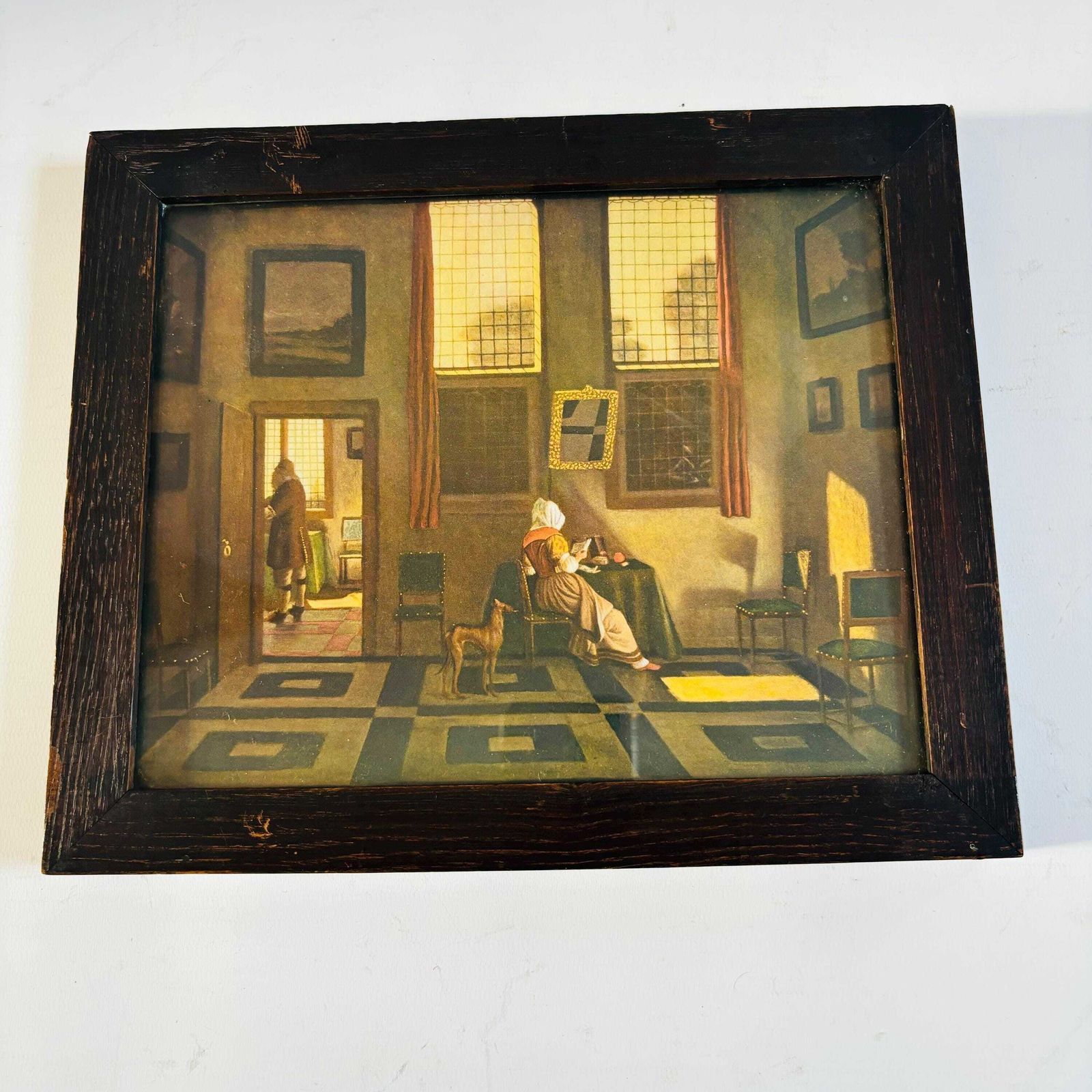 Pieter Elinga "Woman Reading" Antique Print   Gladwell & Co London Framed photo Art