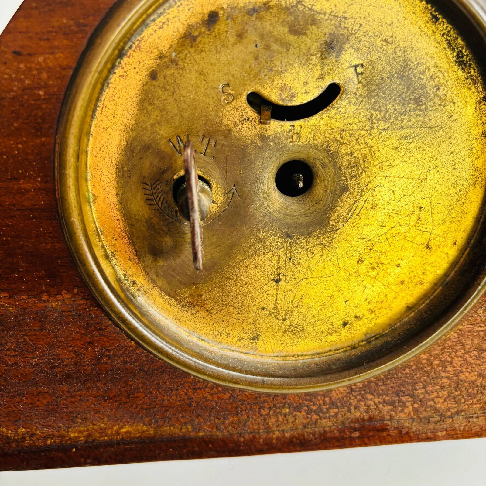 Antique Edwardian Mahogany Mantel Clock With Brass Marquetry (For Restoration) photo 118.0