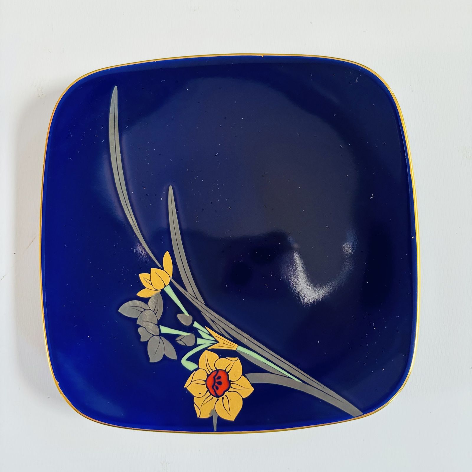 1960s Koransha Arita Porcelain Dessert Dishes: Ruri Blue Irises, Set Of 5 photo Home Decor