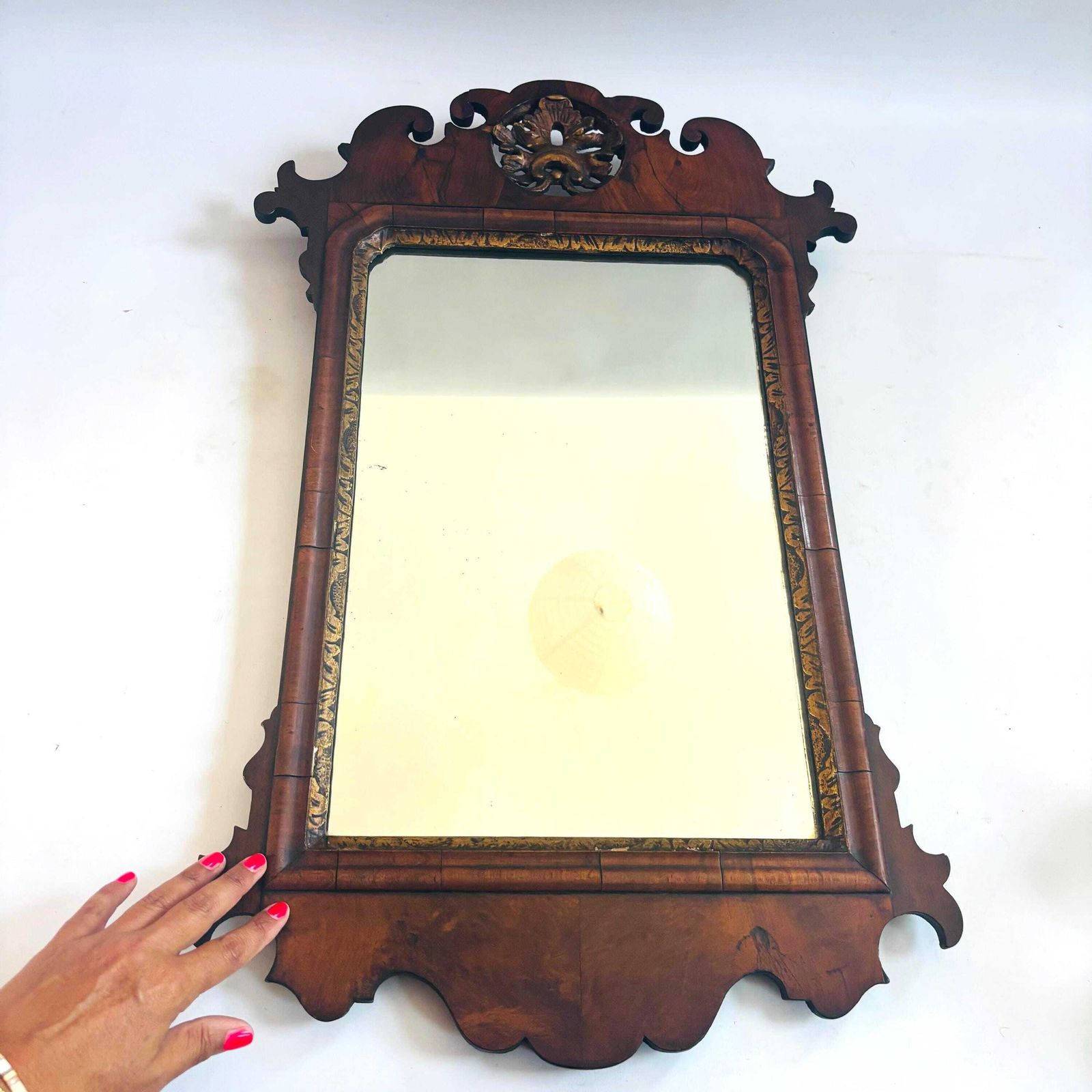 Rare 19c Collectors Antique Chippendale Revival Edwardian Mirror Victorian Marquetry Mahogany photo vinterior