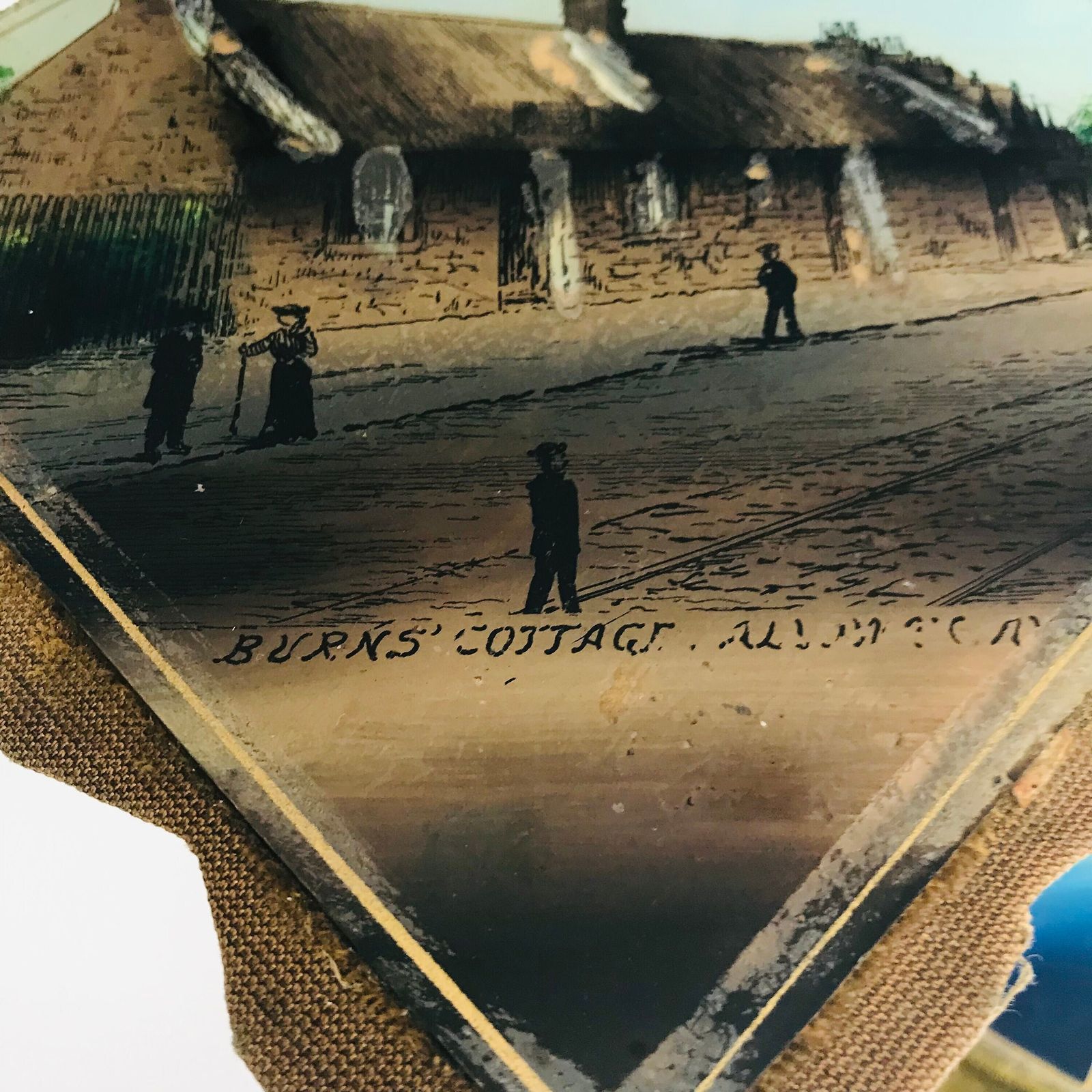 Pair Of Antique Reverse Glass Paintings: Burns Cottage & Alloway Church, Scotland photo buy