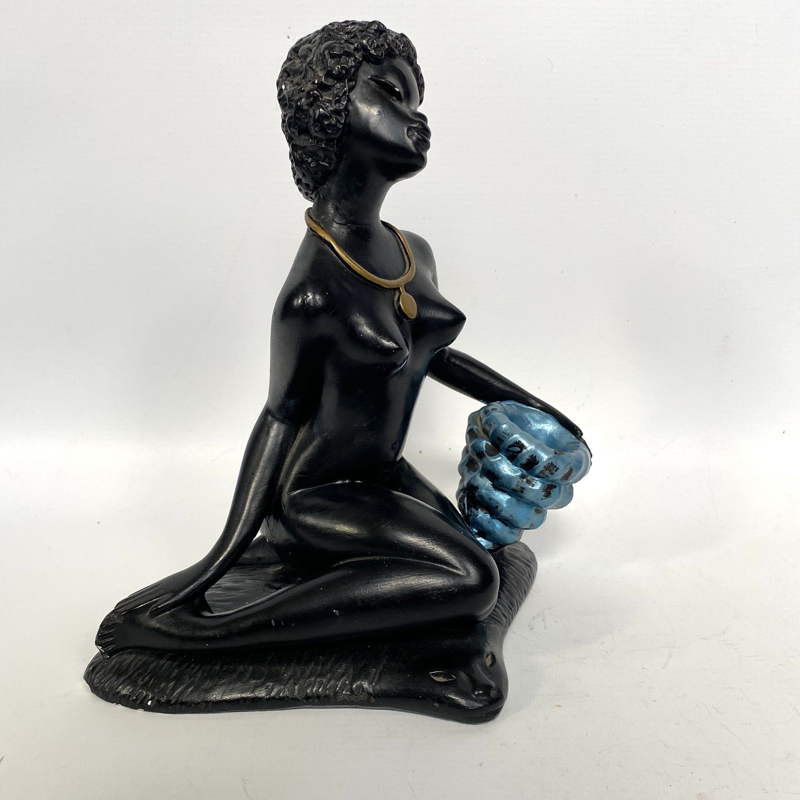 Vintage Chalkware African Woman Figurine: Mid Century Diomede Nieri Art photo furniture