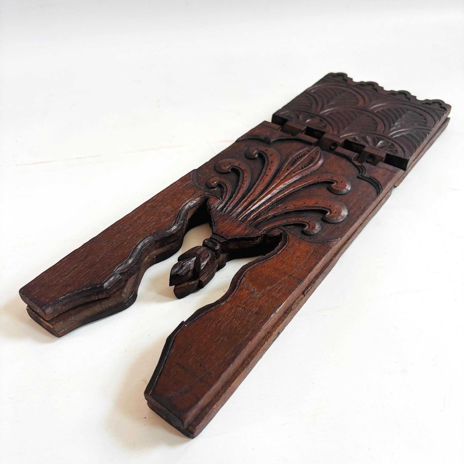 photo furniture Antique Elm Wood Quran Stand: 19thc Anglo Indian Folding Lectern