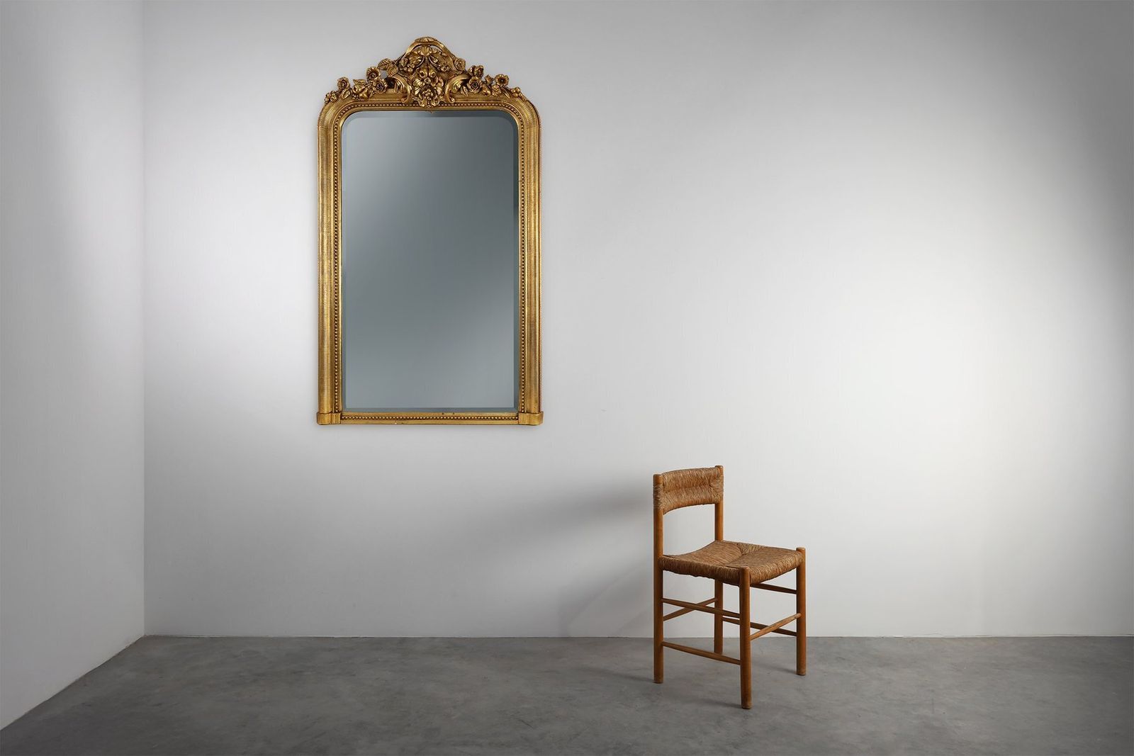 Baroque Mantel Mirror In Carved Wood And Gilded Plaster, France, 1850s photo for sale