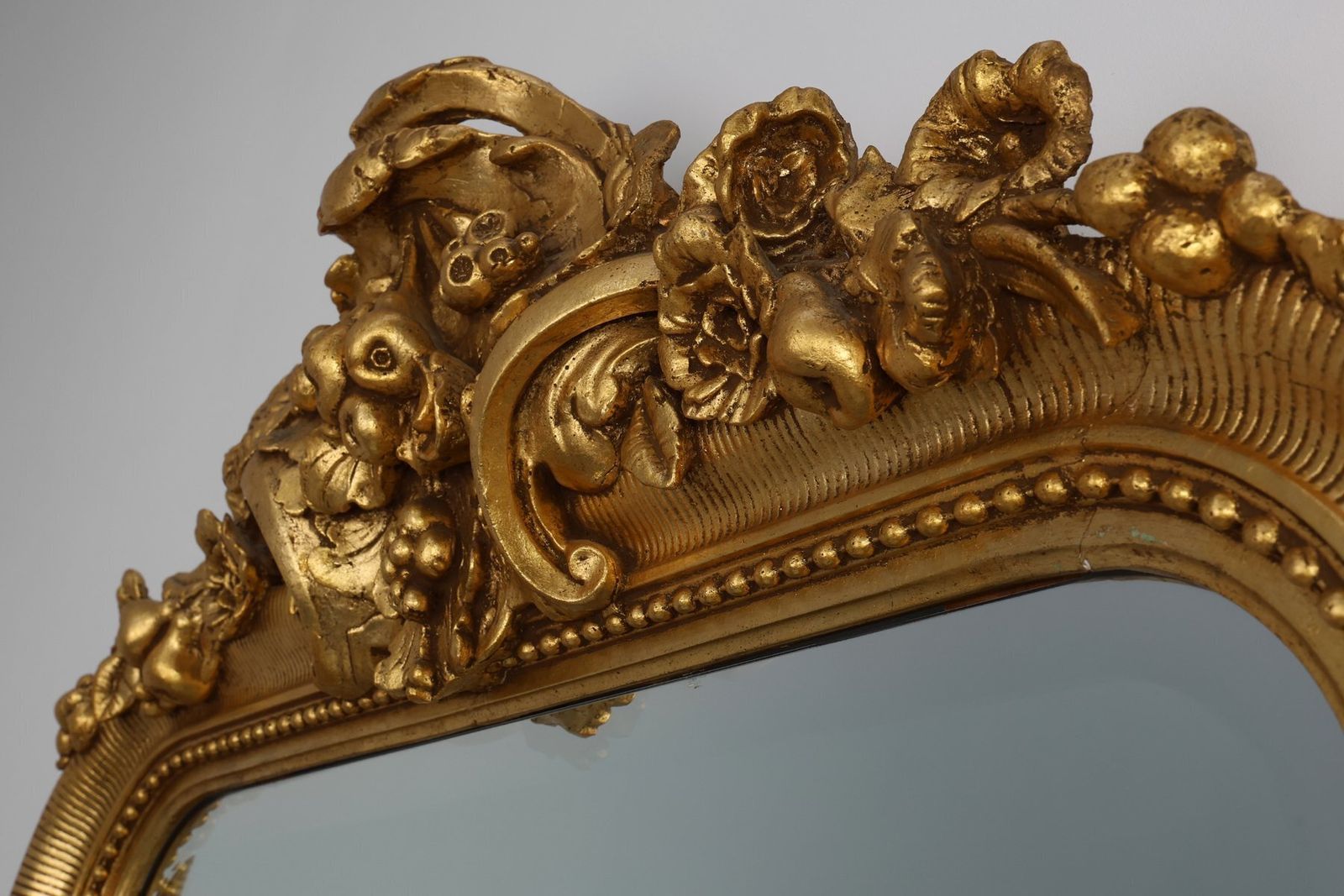 Baroque Mantel Mirror In Carved Wood And Gilded Plaster, France, 1850s photo vinterior
