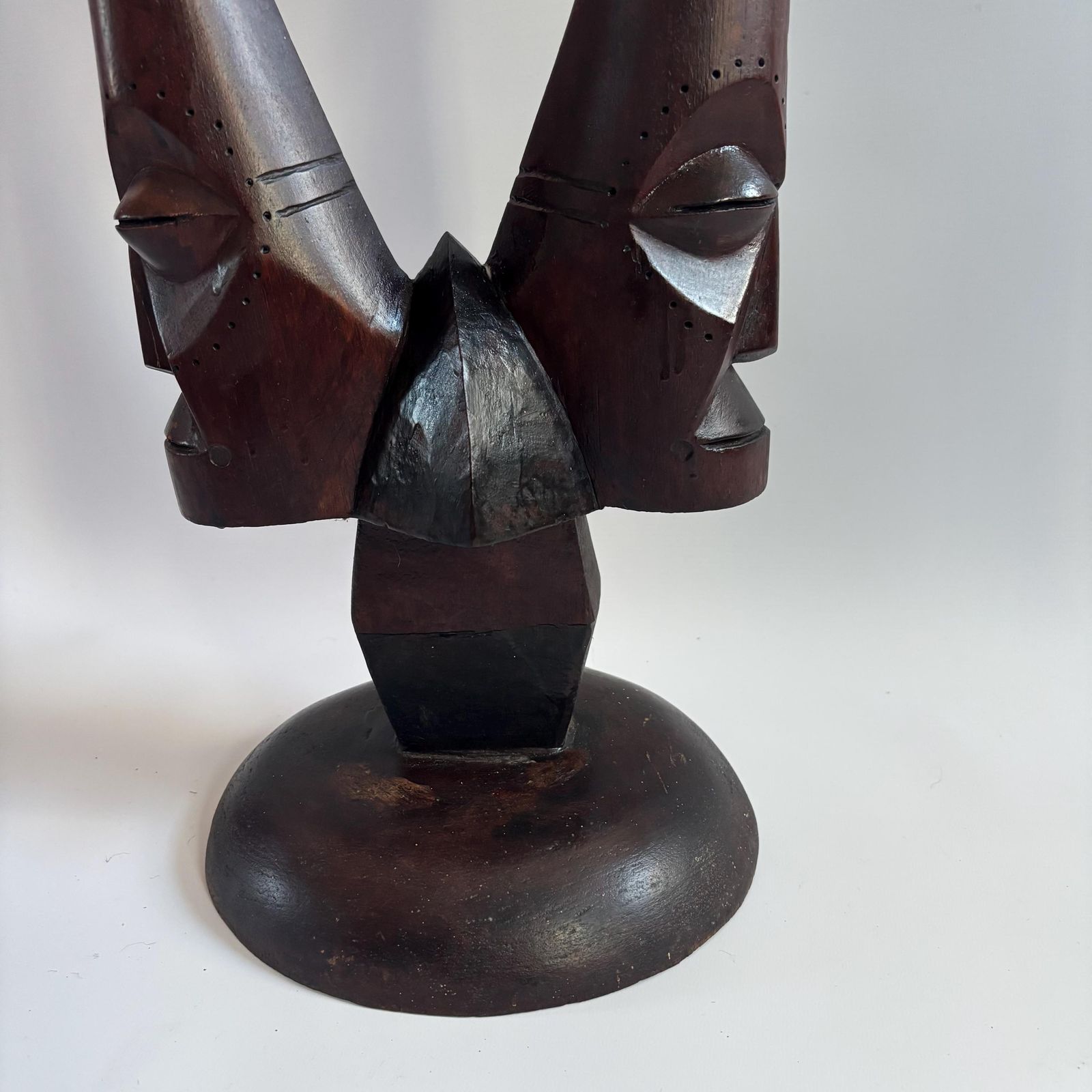 Antique Tonga Ebony Wood Stand: 1950s African Shaman Carved Plant Stand photo 285.0