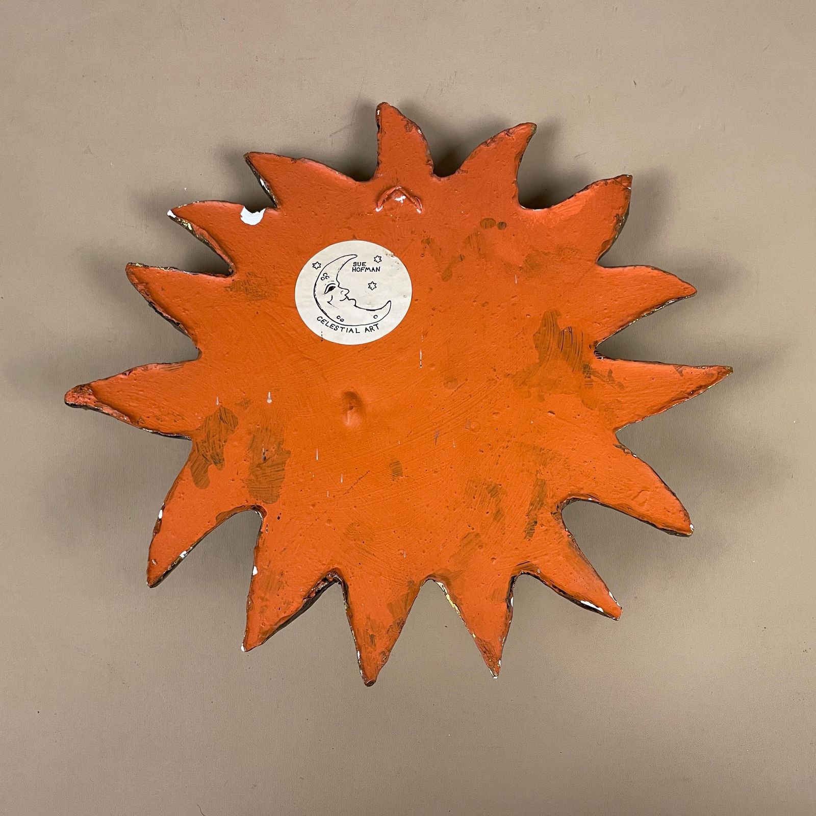 photo furniture Gold Sun Face Wall Hanging By Sue Hofman Celestial Art Clay Decor Painted Quirky Artwork