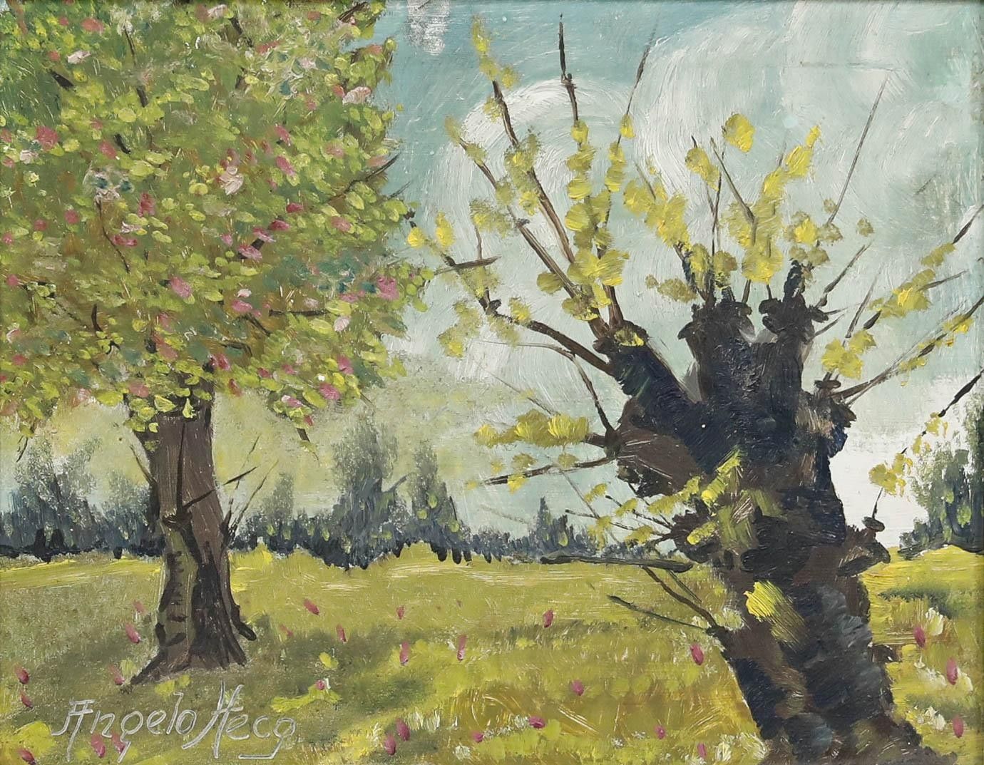 Angelo Hecq (1901 1991) 20th Century Oil, Summer Trees photo furniture