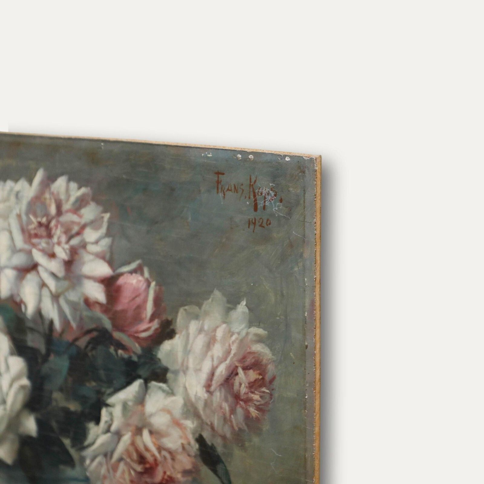Frans Kops (1873 1951) Early 20th Century Oil, Roses In A Vase photo 450.0